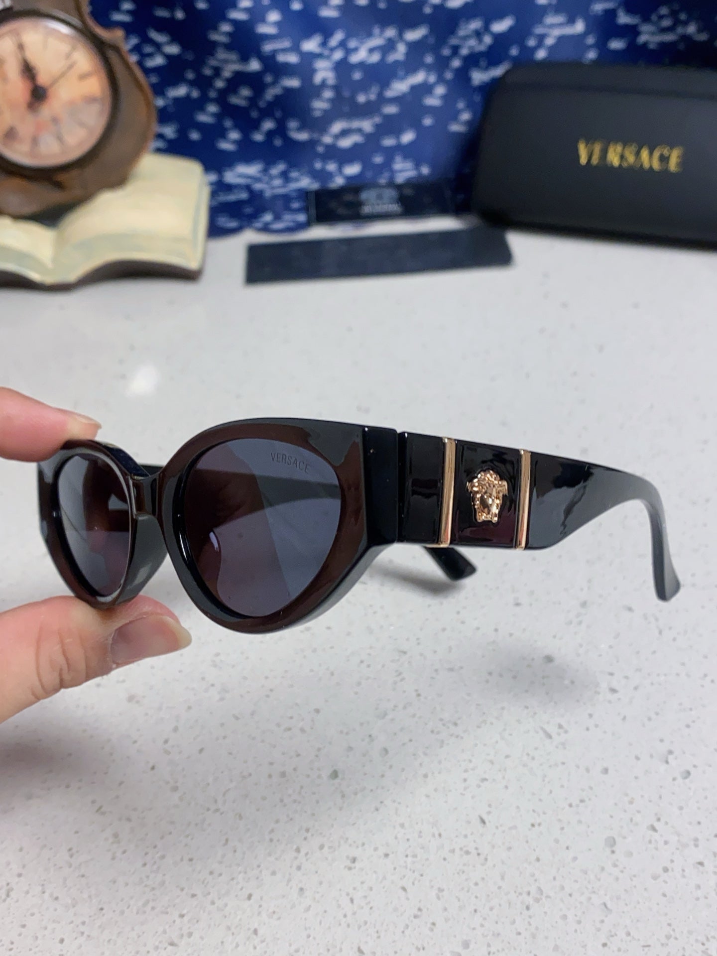 Versace Cat-Eye Gold Lens Sunglasses for Women - 432797 - detail image 6