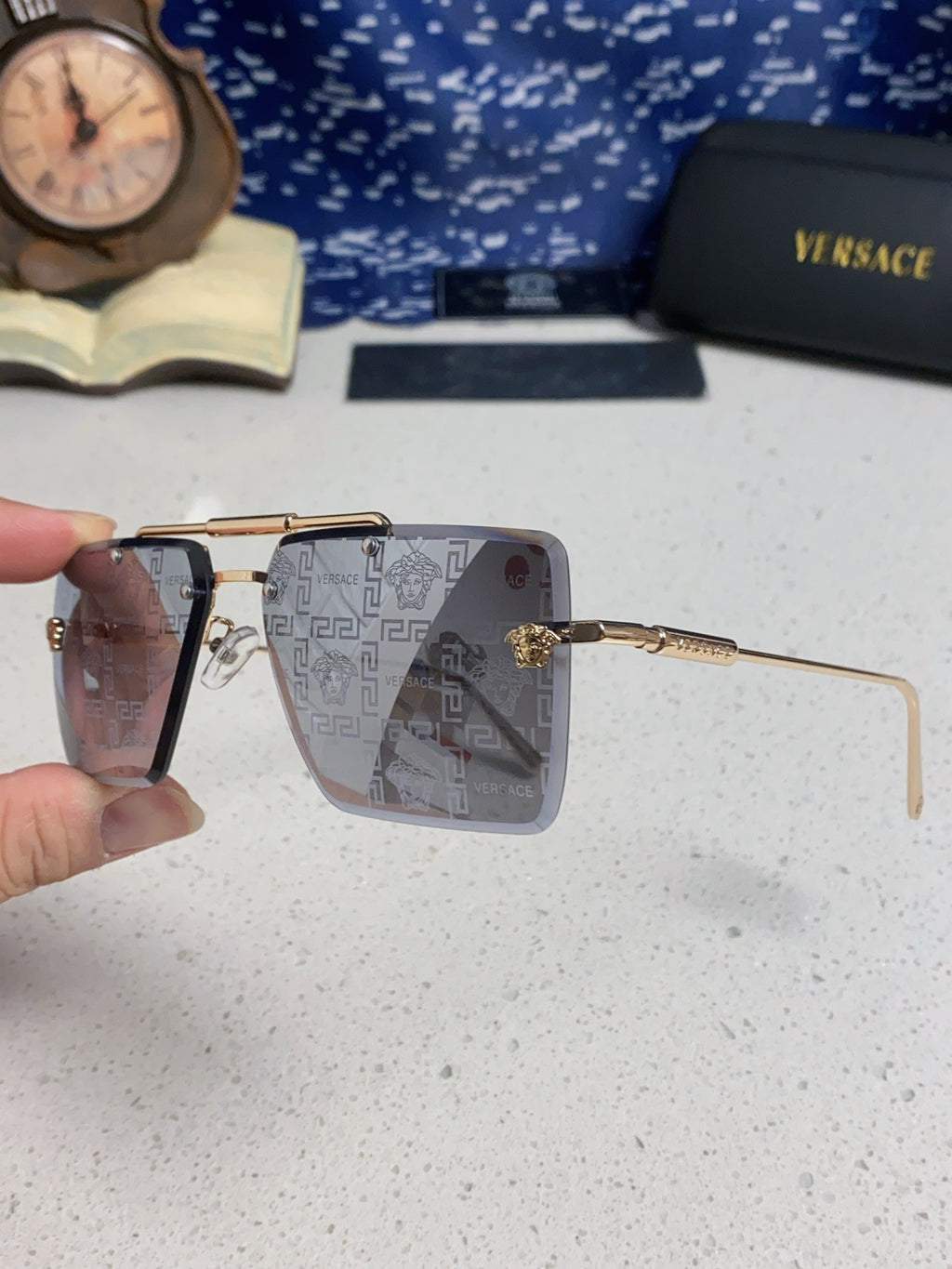Versace Lightweight Rimless Silver Lens Sunglasses for Men & Women - 487879 - detail image 6