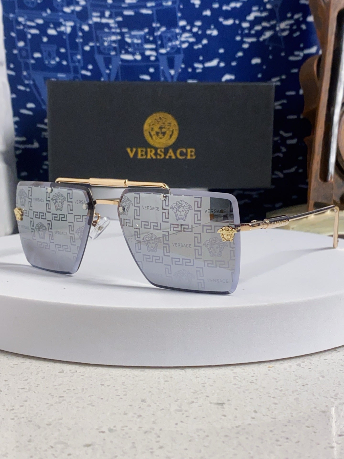 Versace Lightweight Rimless Red Lens Sunglasses for Men & Women - detail image 12
