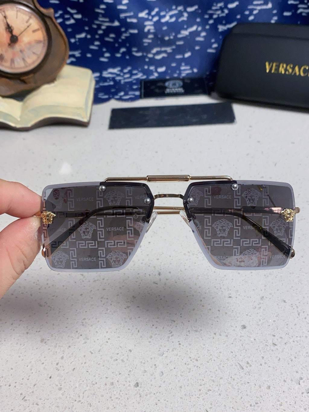 Versace Lightweight Rimless Silver Lens Sunglasses for Men & Women - 487879 - detail image 4