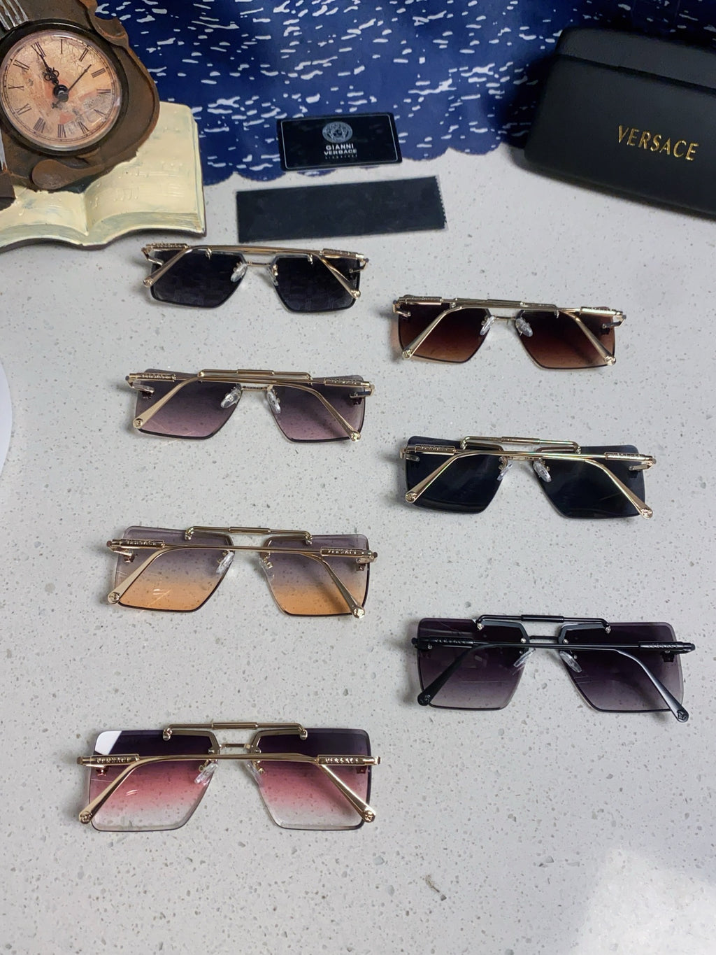 Versace Lightweight Rimless Silver Lens Sunglasses for Men & Women - detail image 11