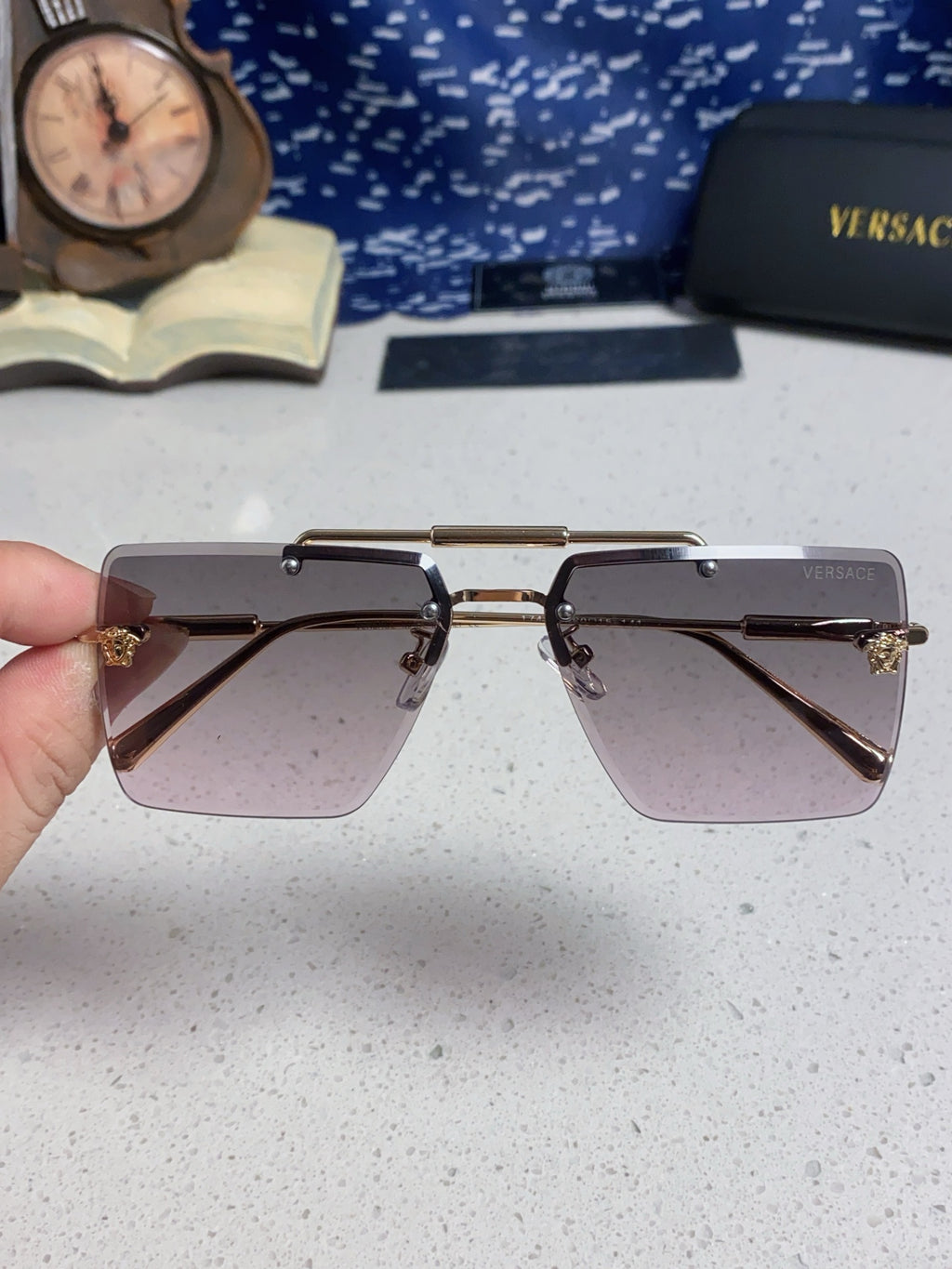 Versace Lightweight Rimless Silver Lens Sunglasses for Men & Women - 487880 - detail image 4
