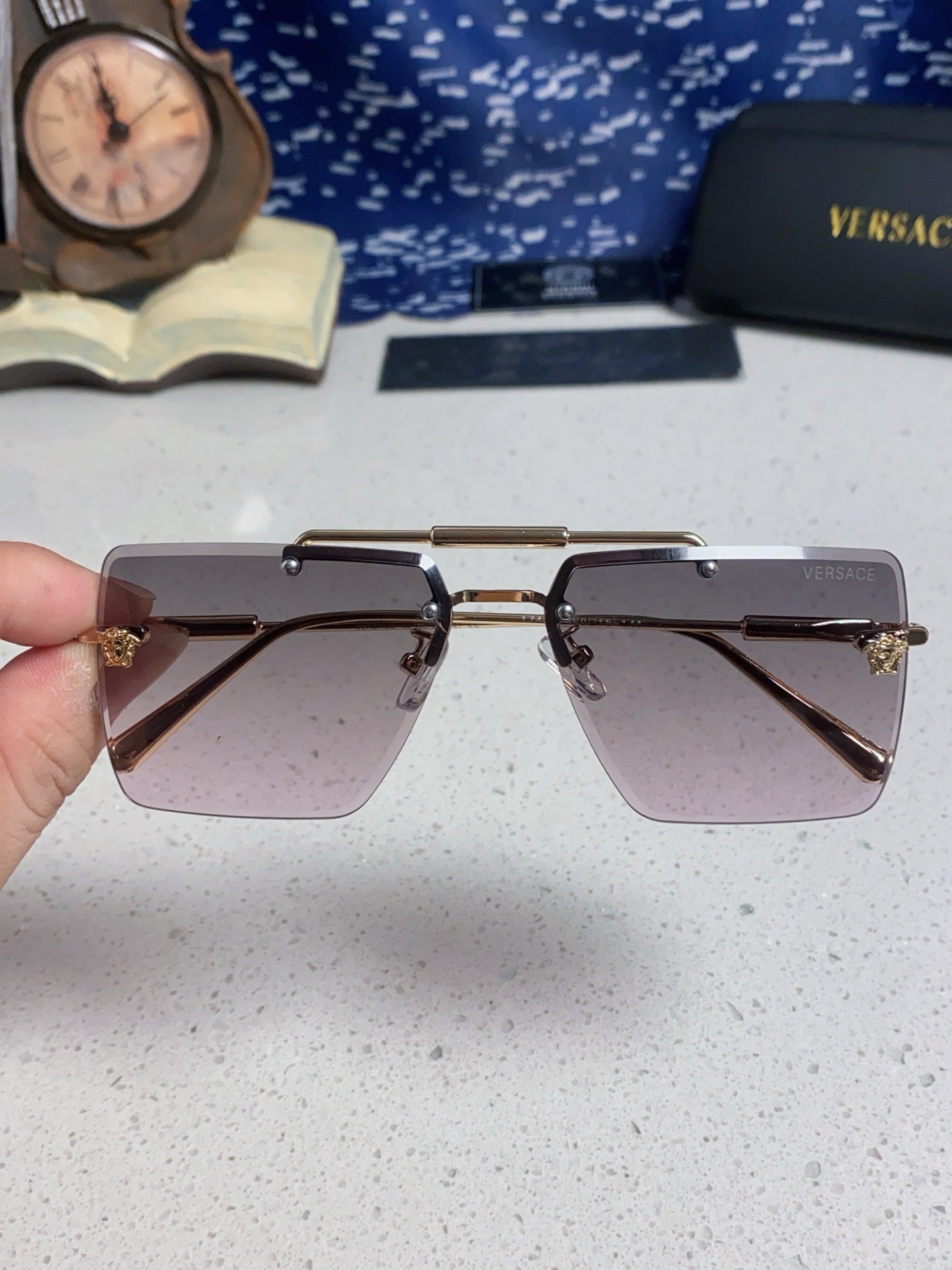 Versace Lightweight Rimless Silver Lens Sunglasses for Men & Women - 487880 - detail image 4