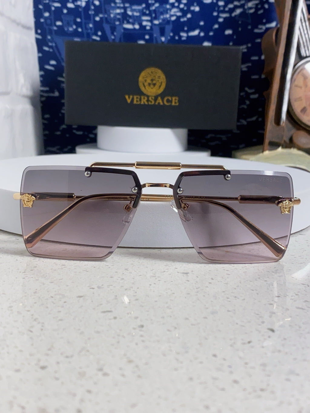 Versace Lightweight Rimless Silver Lens Sunglasses for Men & Women - 487880 - detail image 9