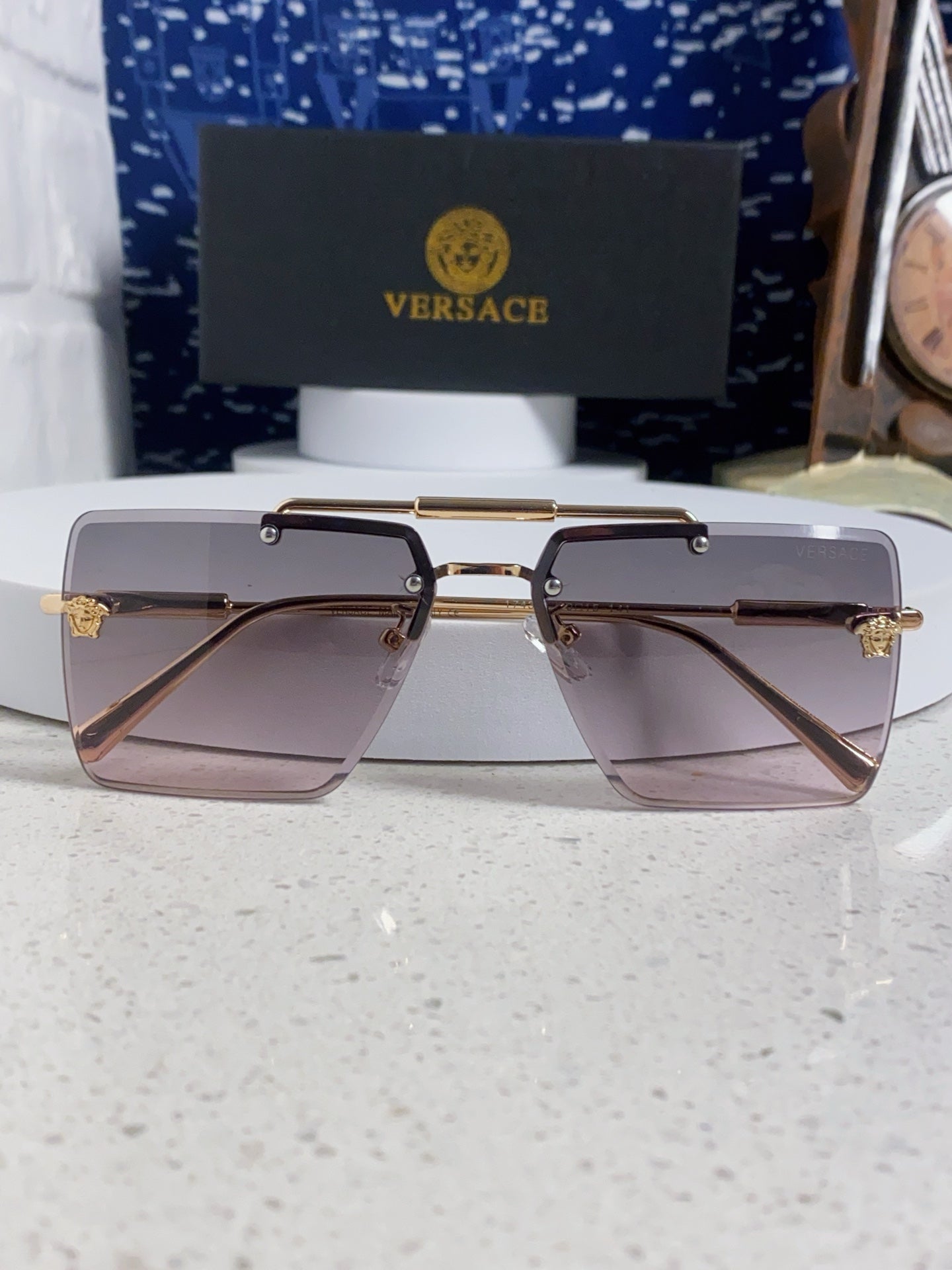 Versace Lightweight Rimless Silver Lens Sunglasses for Men & Women - 358809 - detail image 9