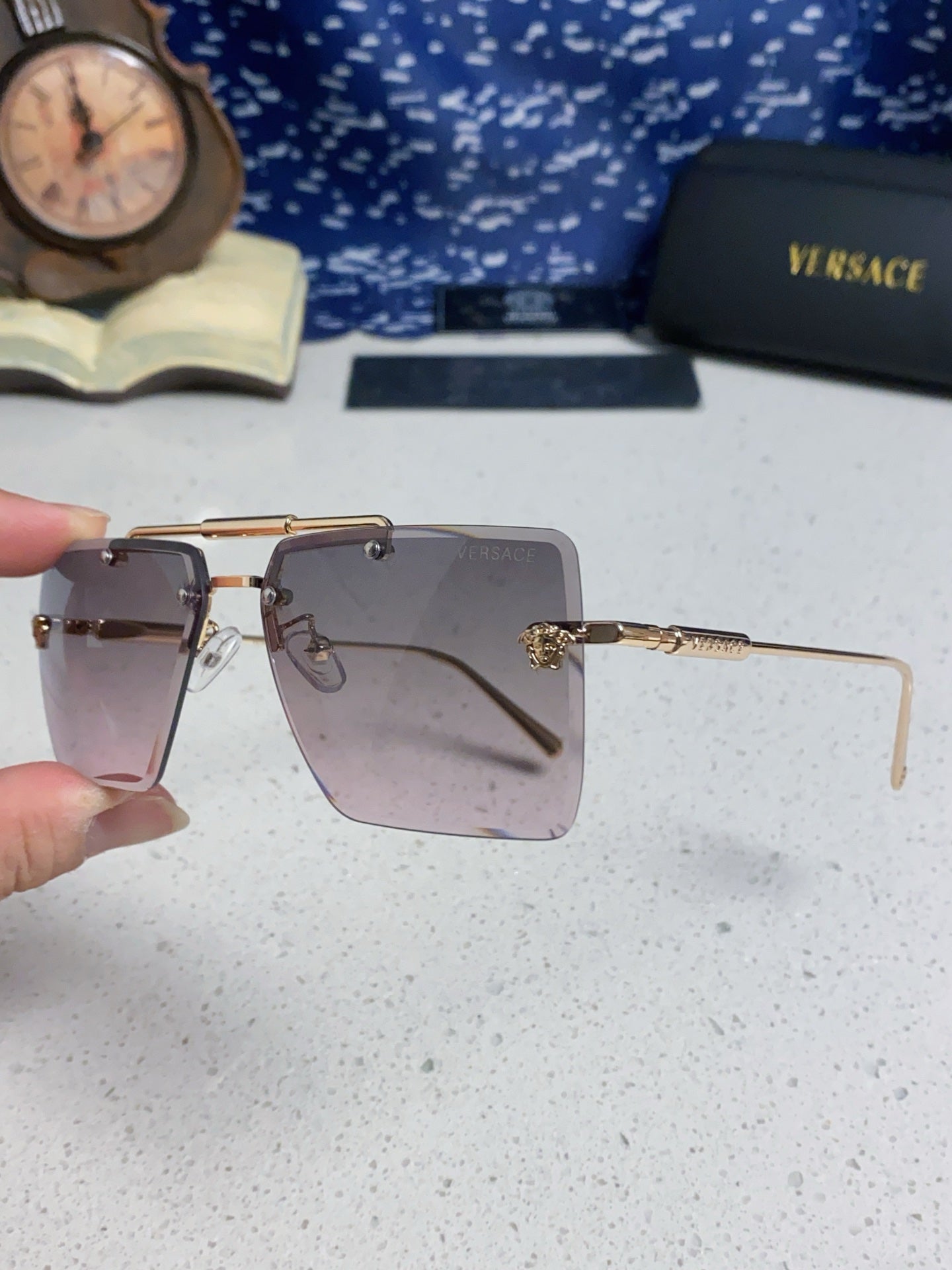 Versace Lightweight Rimless Silver Lens Sunglasses for Men & Women - 358809 - detail image 6