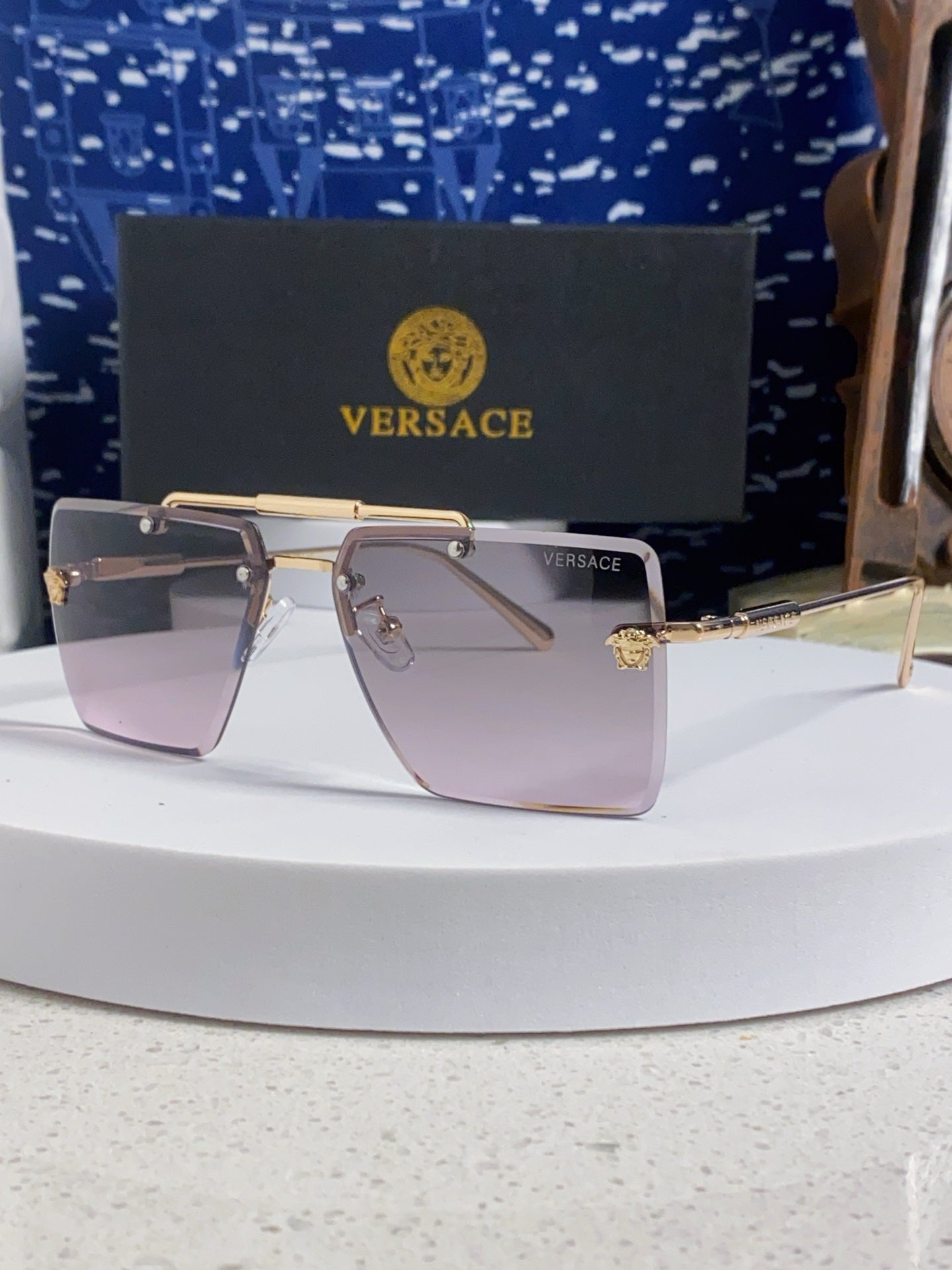 Versace Lightweight Rimless Silver Lens Sunglasses for Men & Women - 487880