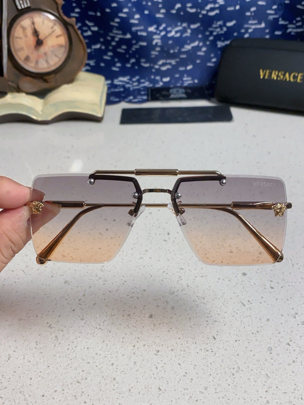 Versace Lightweight Rimless Silver Lens Sunglasses for Men & Women - 358810 - detail image 4