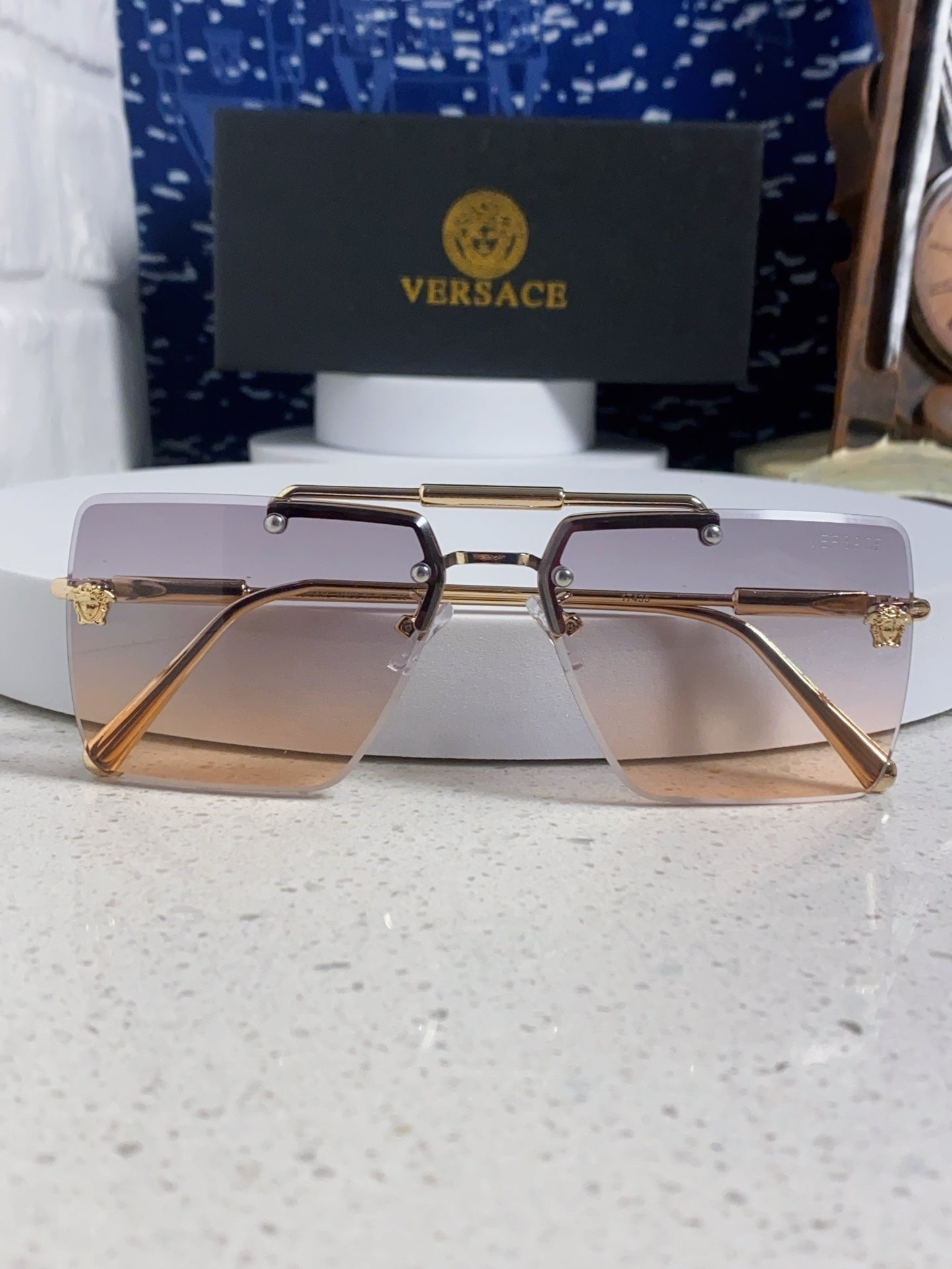 Versace Lightweight Rimless Silver Lens Sunglasses for Men & Women - 487881 - detail image 9