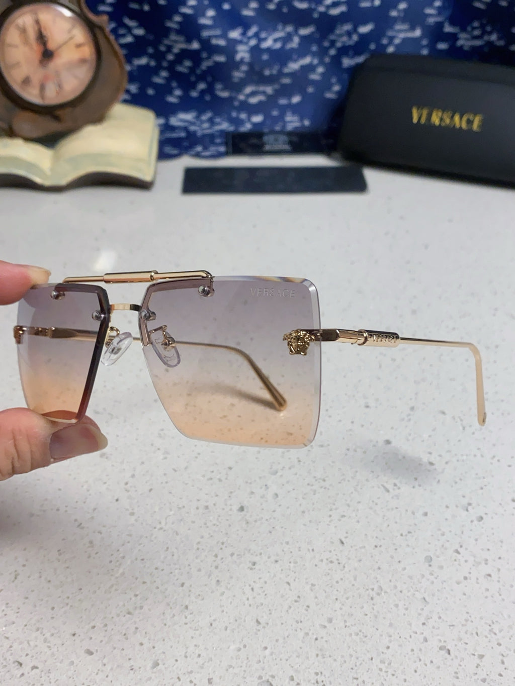 Versace Lightweight Rimless Silver Lens Sunglasses for Men & Women - 487881 - detail image 6