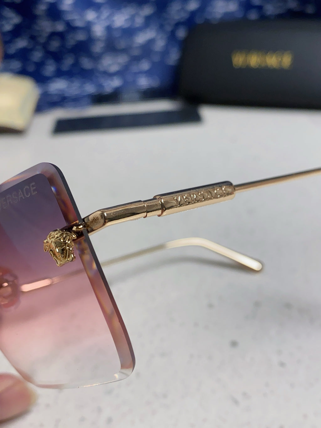 Versace Lightweight Rimless Silver Lens Sunglasses for Men & Women - detail image 7