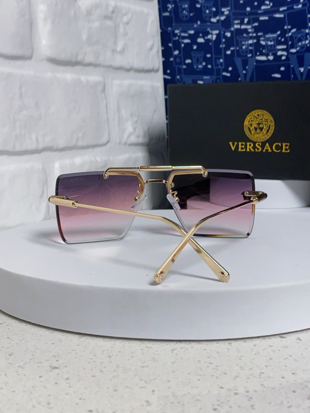 Versace Lightweight Rimless Silver Lens Sunglasses for Men & Women - detail image 3