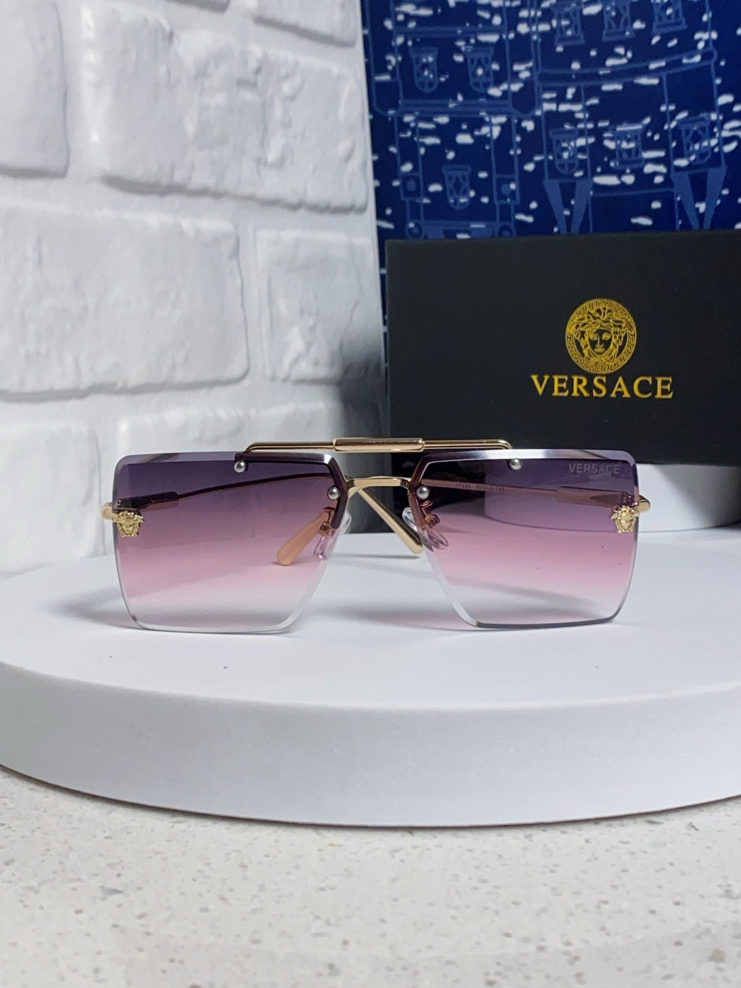 Versace Lightweight Rimless Silver Lens Sunglasses for Men & Women - detail image 2