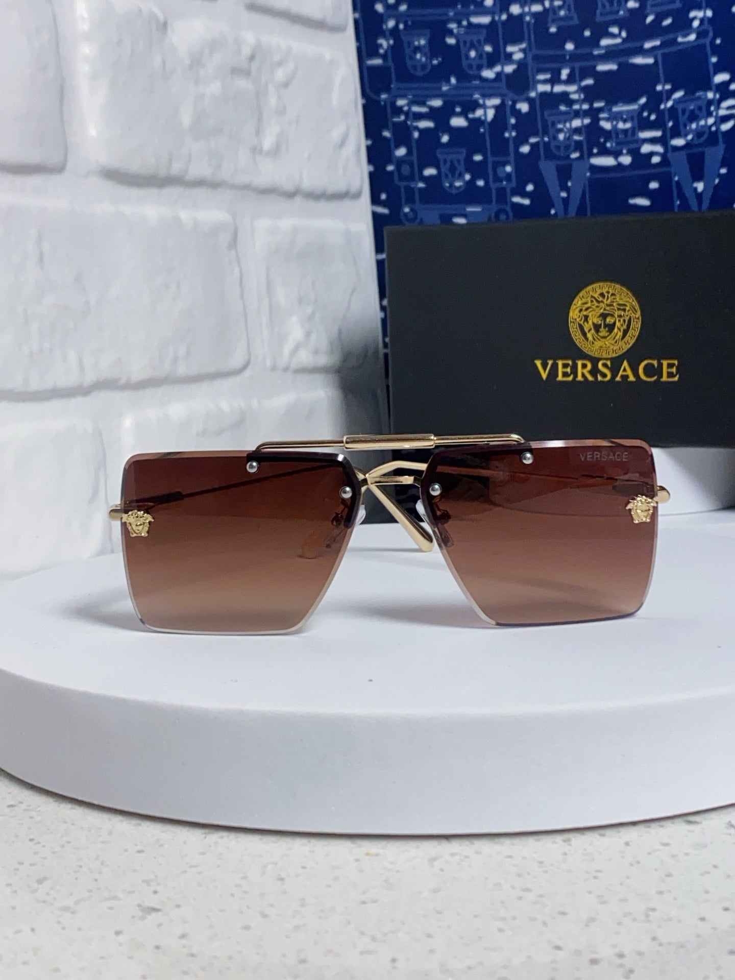 Versace Lightweight Rimless Red Lens Sunglasses for Men & Women - detail image 2