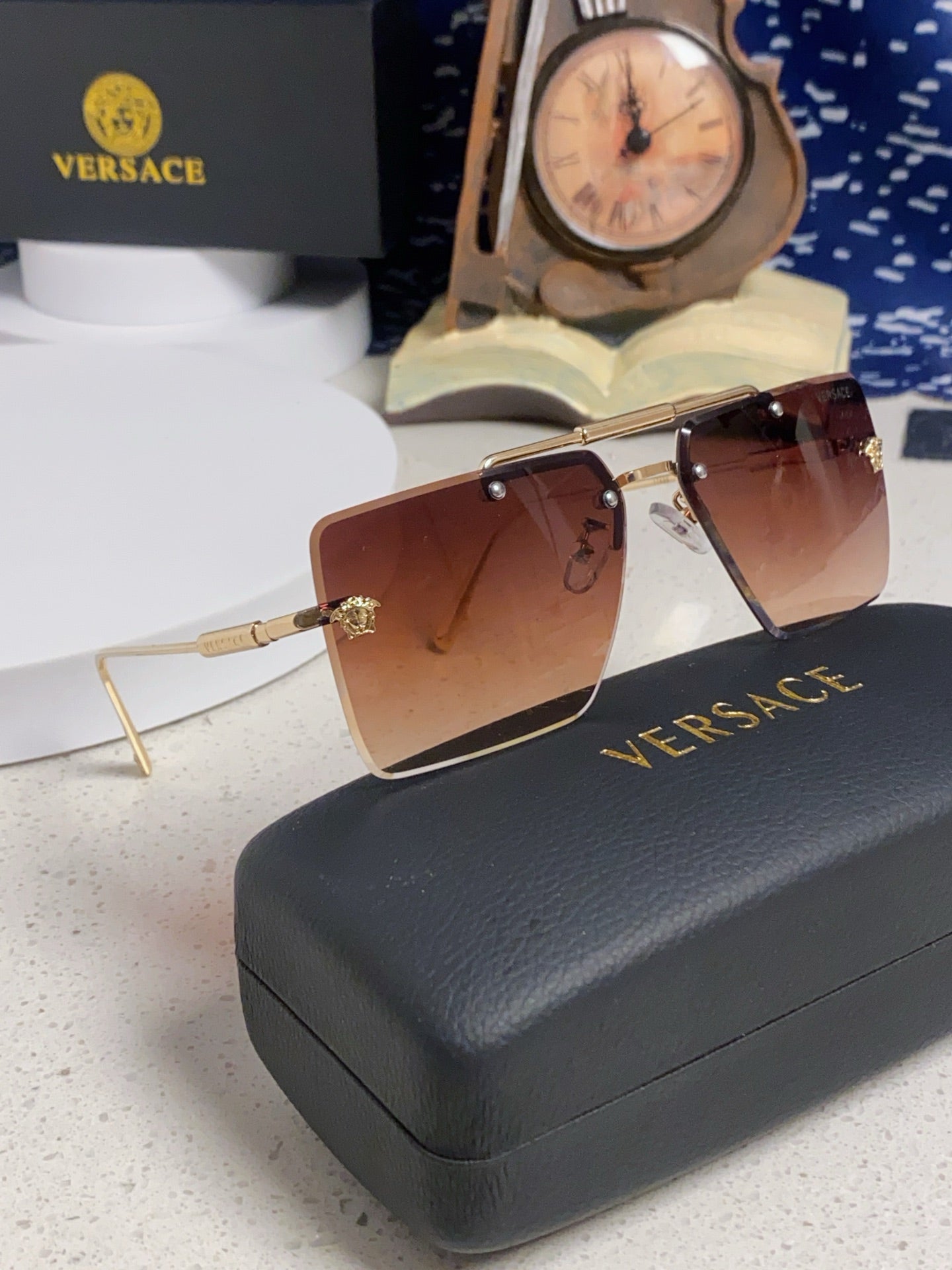 Versace Lightweight Rimless Red Lens Sunglasses for Men & Women - detail image 10