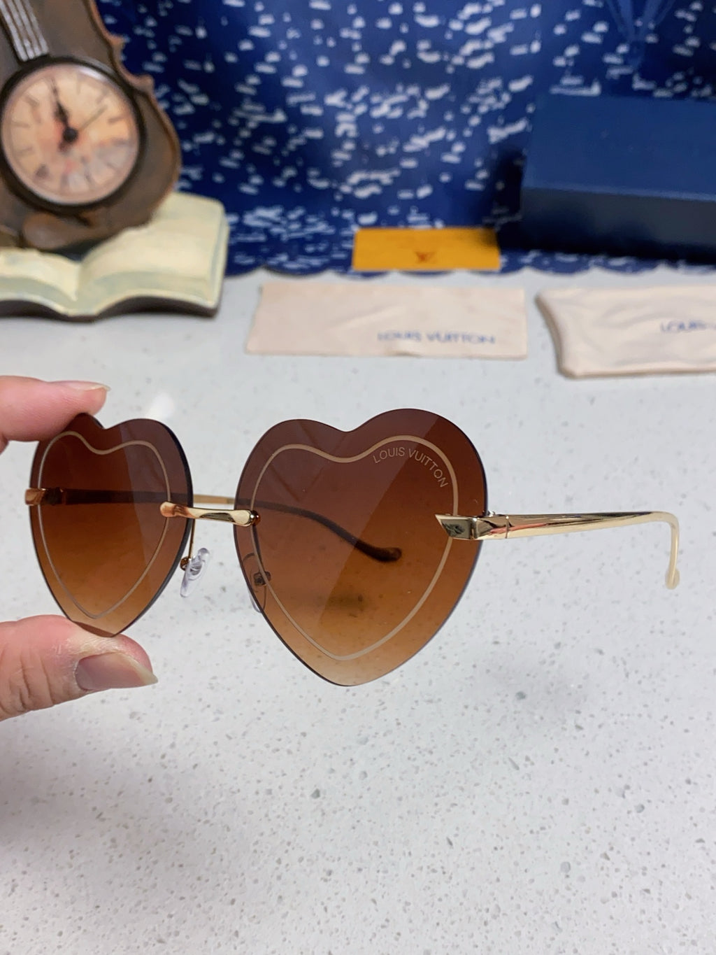 Louis Vuitton Lightweight Rimless Brown Lens Sunglasses for Women - detail image 6