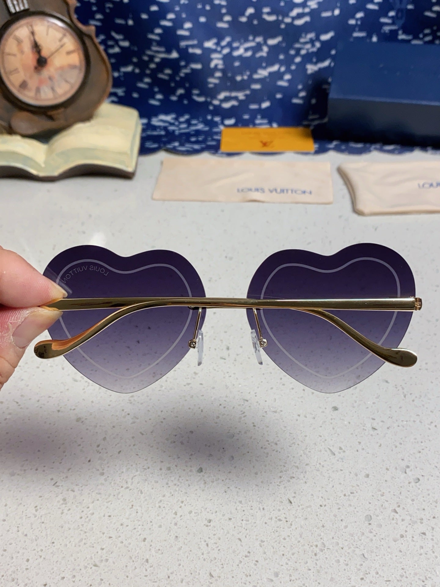 Louis Vuitton Lightweight Rimless Blue Lens Sunglasses for Women - 371404 - detail image 5