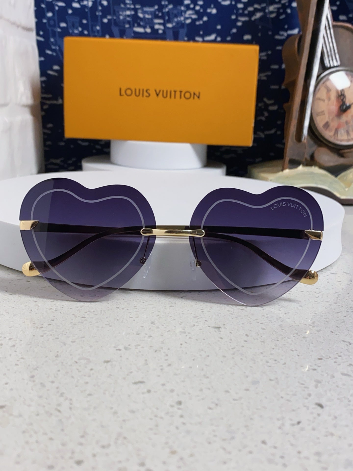 Louis Vuitton Lightweight Rimless Blue Lens Sunglasses for Women - 371404 - detail image 9