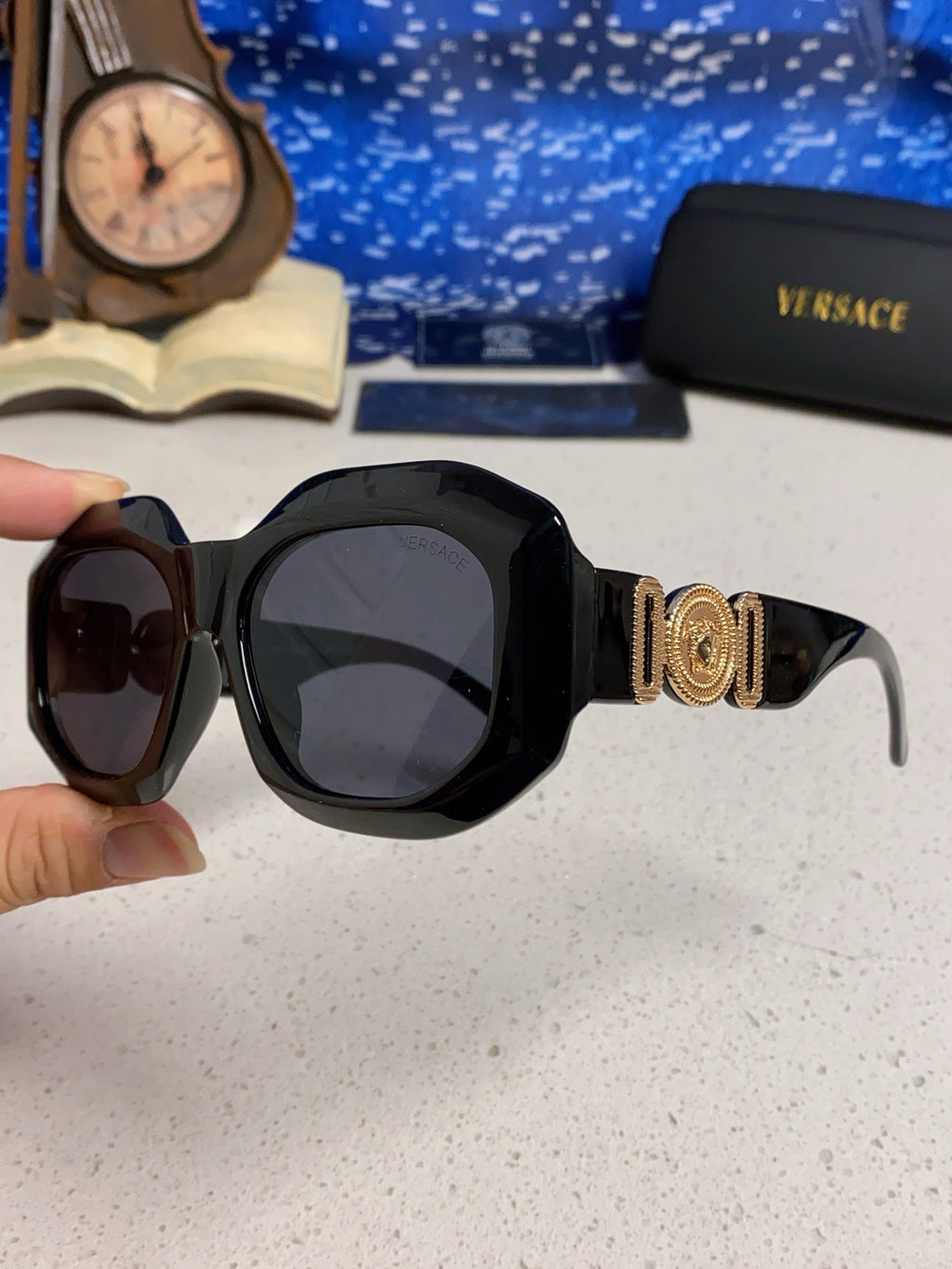 Versace Round Silver Lens Sunglasses for Men & Women - detail image 6