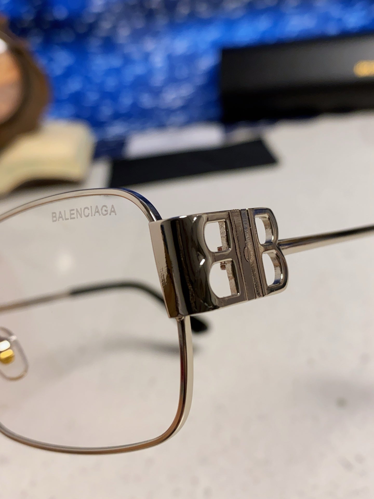 Balenciaga Metal Rectangular Red Lens Sunglasses for Men & Women - detail image 7