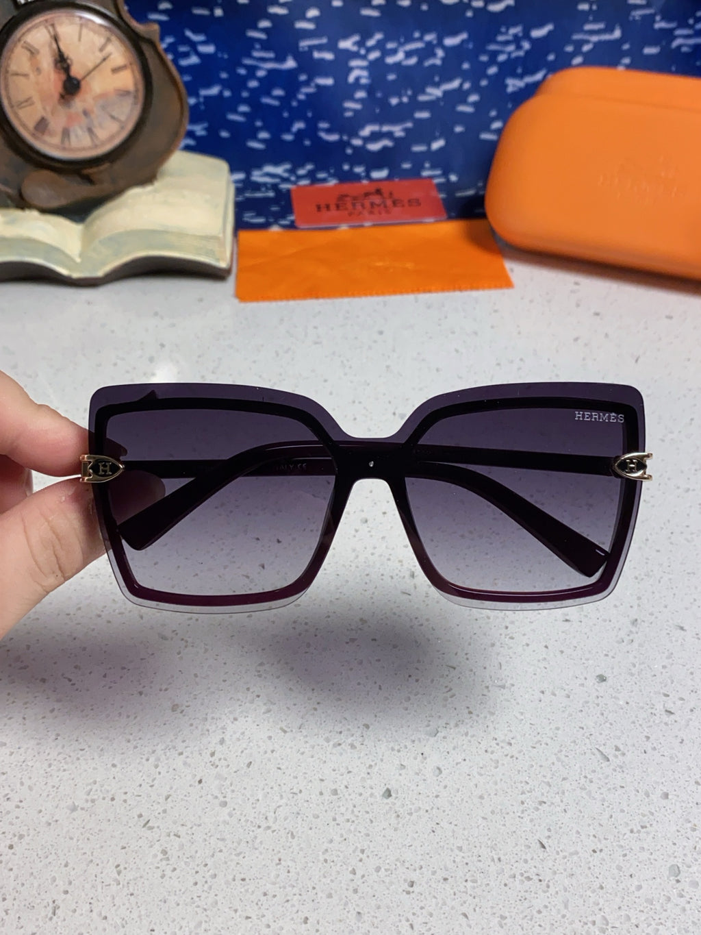 Hermès Square Silver Lens Sunglasses for Men & Women - 466428 - detail image 4