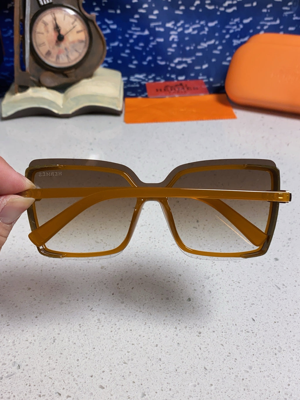 Hermès Square Brown Lens Sunglasses for Men & Women - 466430 - detail image 4