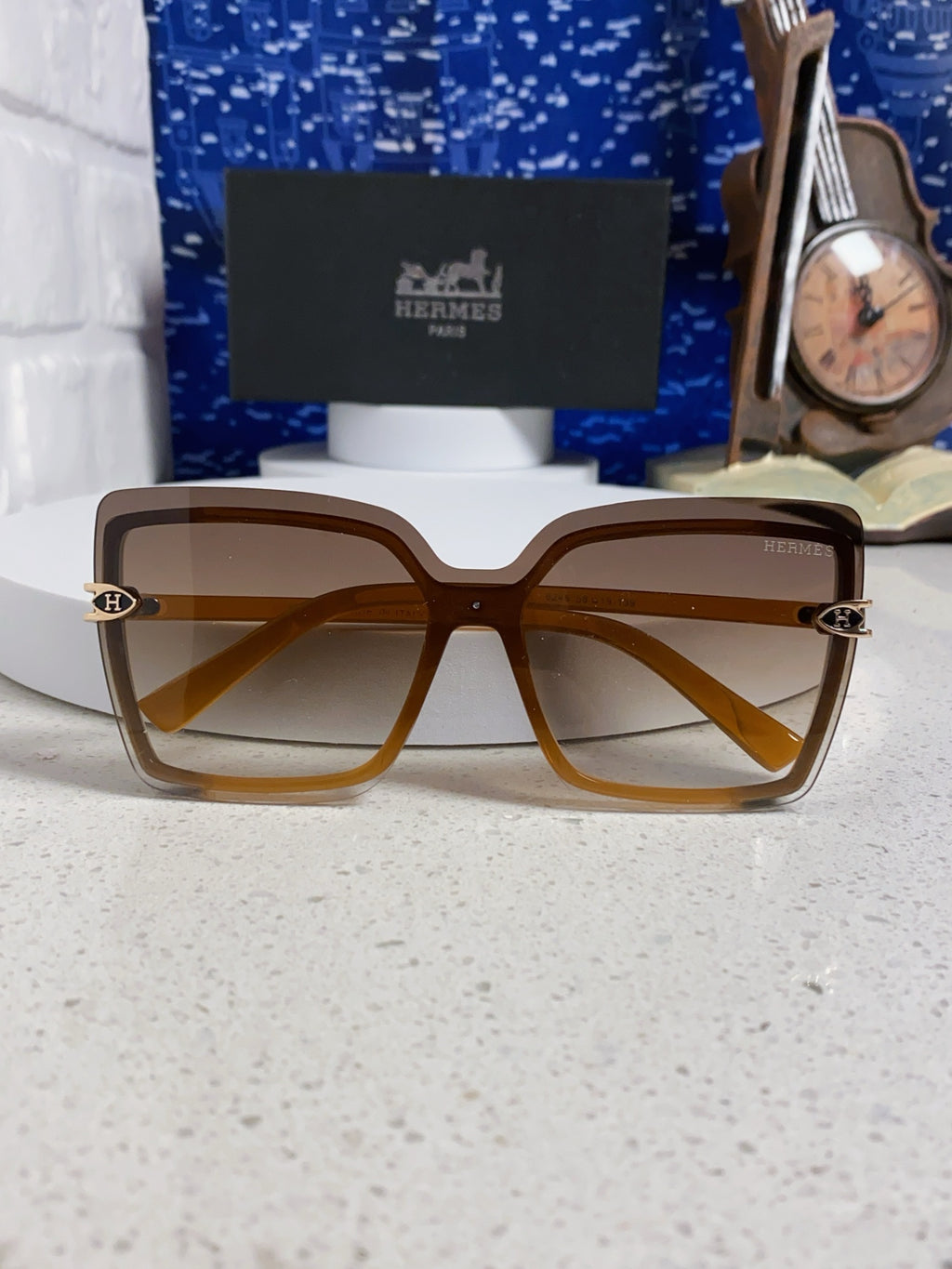 Hermès Square Brown Lens Sunglasses for Men & Women - 466430 - detail image 8