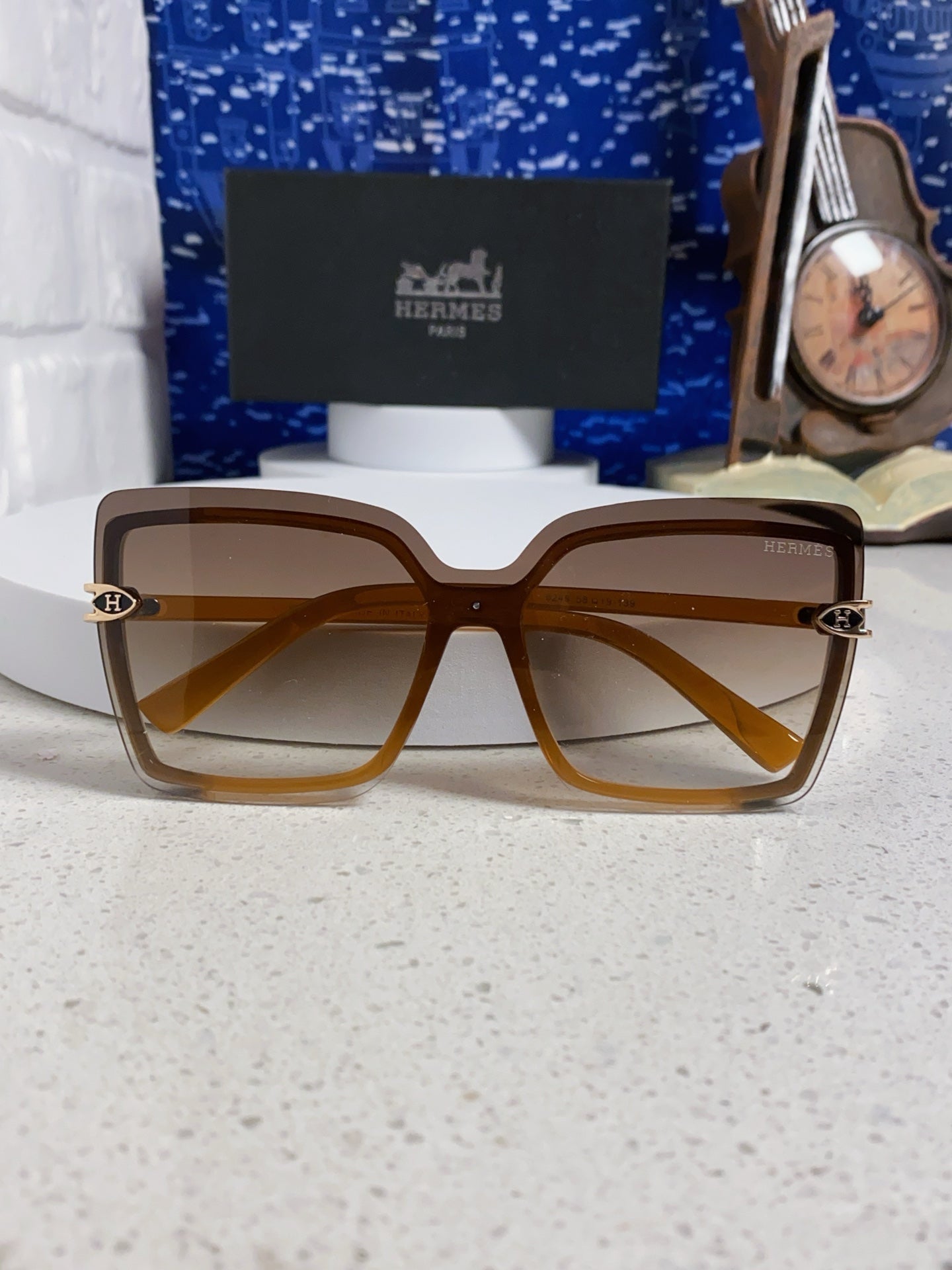 Hermès Square Brown Lens Sunglasses for Men & Women - 466430 - detail image 8