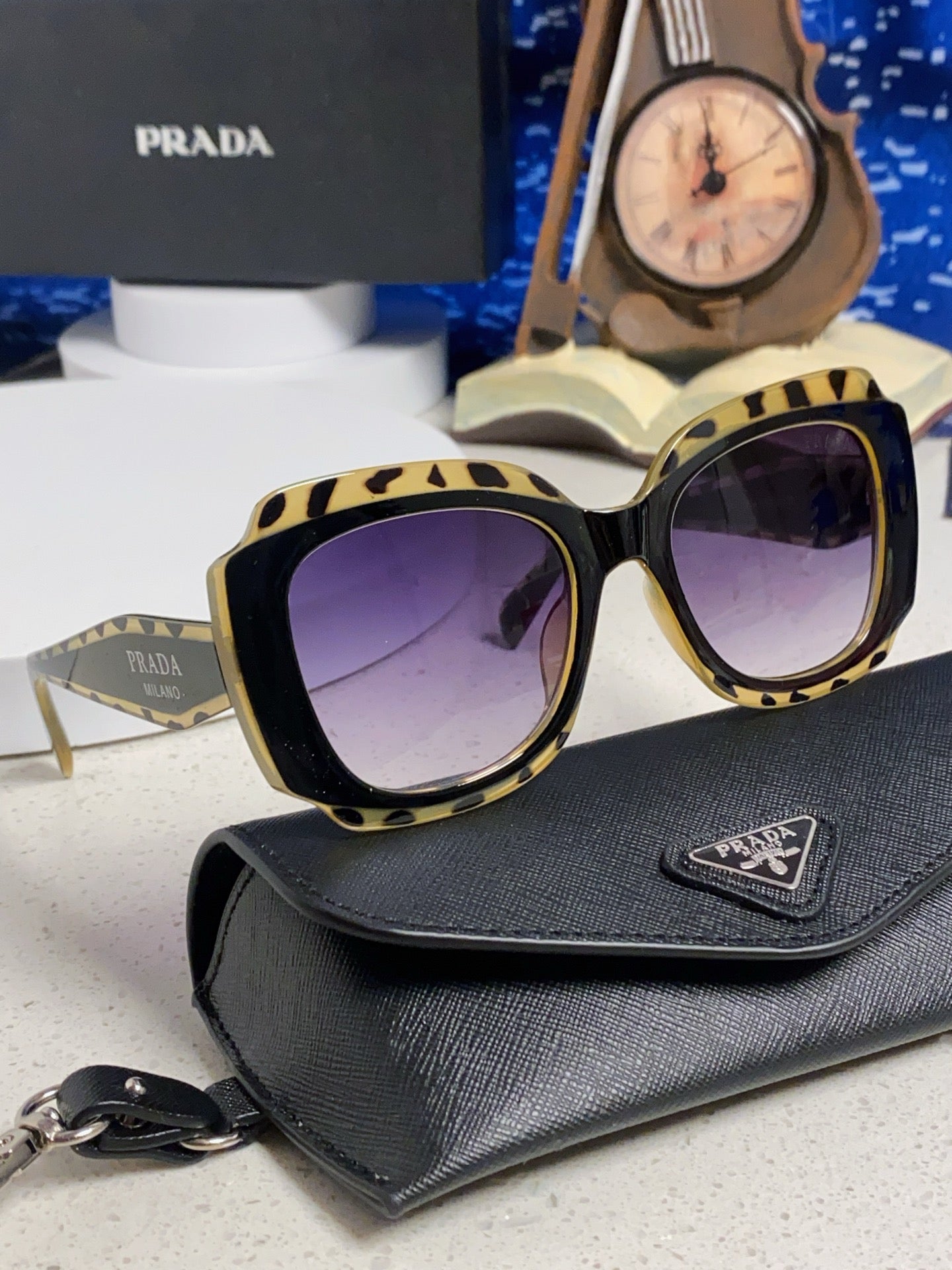 Prada 16YSF Acetate Fashion Blue Lens Sunglasses for Men & Women - 867154 - detail image 10
