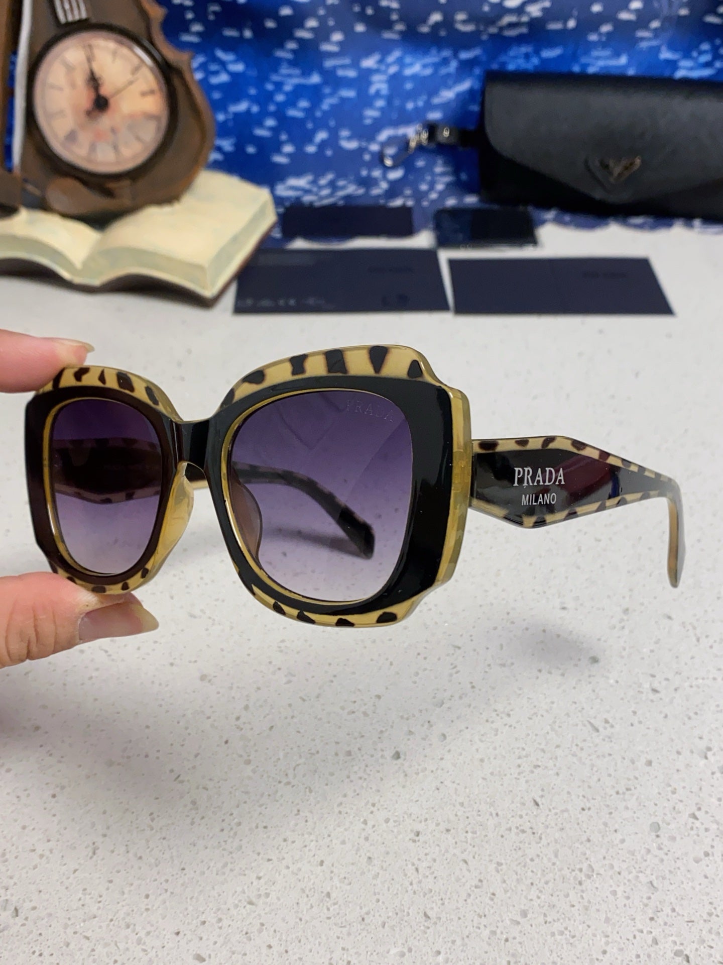 Prada 16YSF Acetate Fashion Blue Lens Sunglasses for Men & Women - 867154 - detail image 6