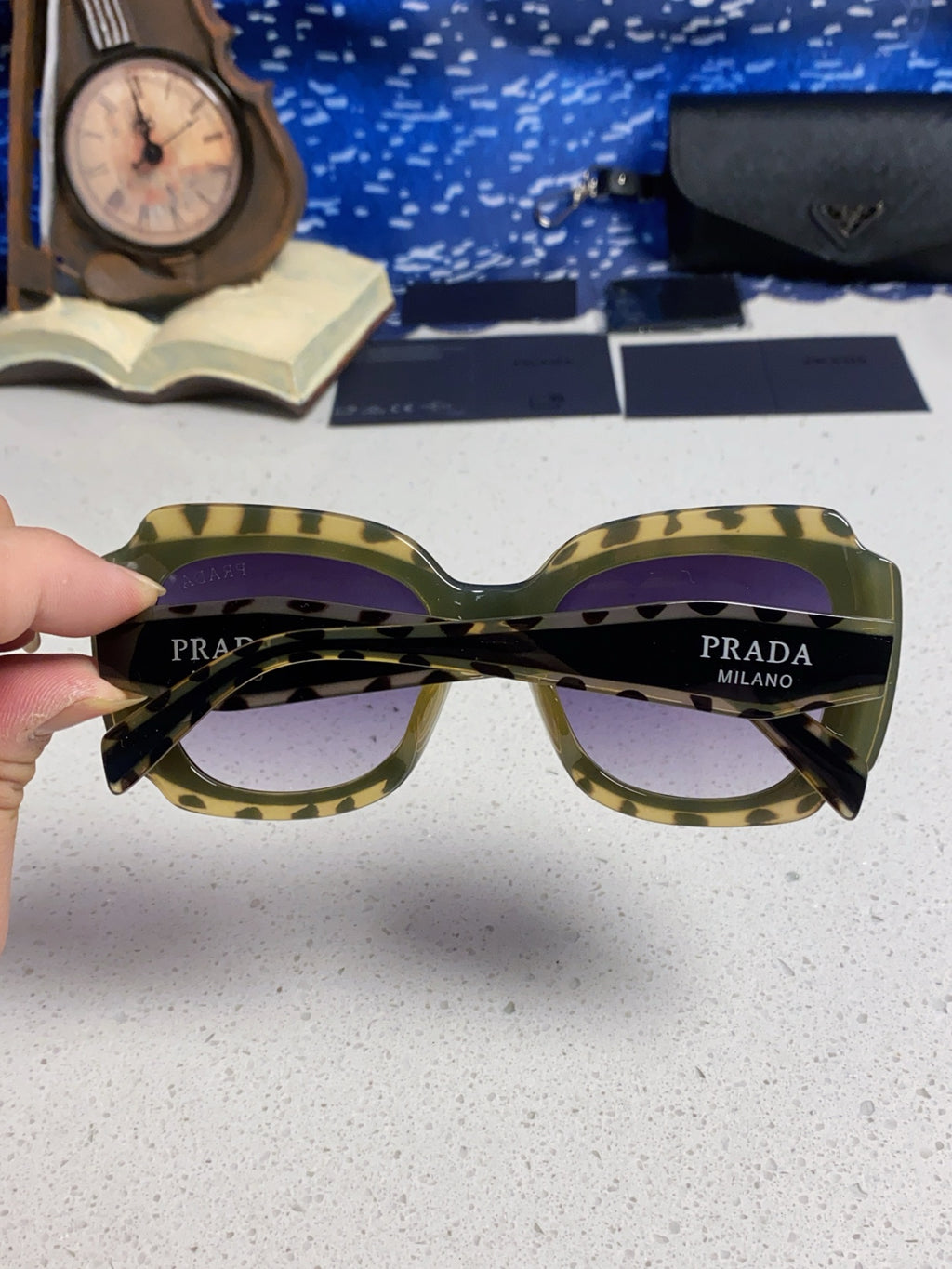 Prada 16YSF Acetate Fashion Blue Lens Sunglasses for Men & Women - 867154 - detail image 5