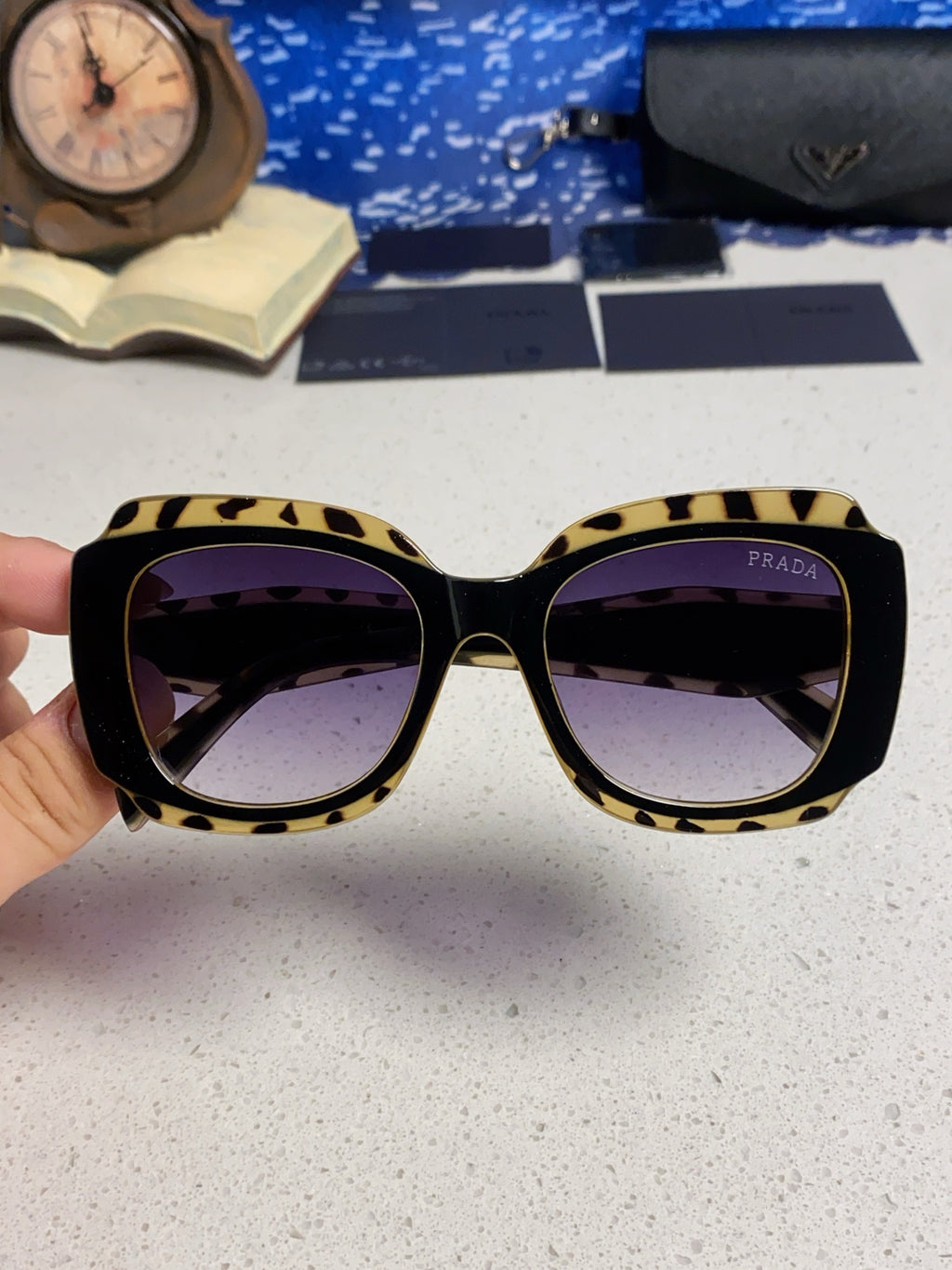 Prada 16YSF Acetate Fashion Blue Lens Sunglasses for Men & Women - 867154 - detail image 4