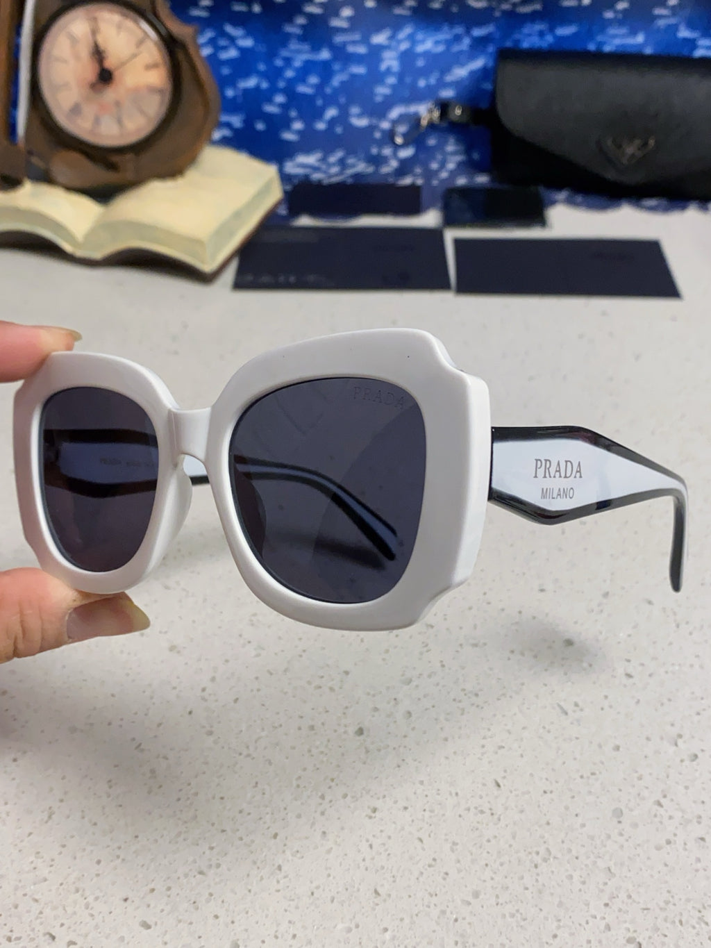 Prada 16YSF Acetate Fashion Blue Lens Sunglasses for Men & Women - 867155 - detail image 6