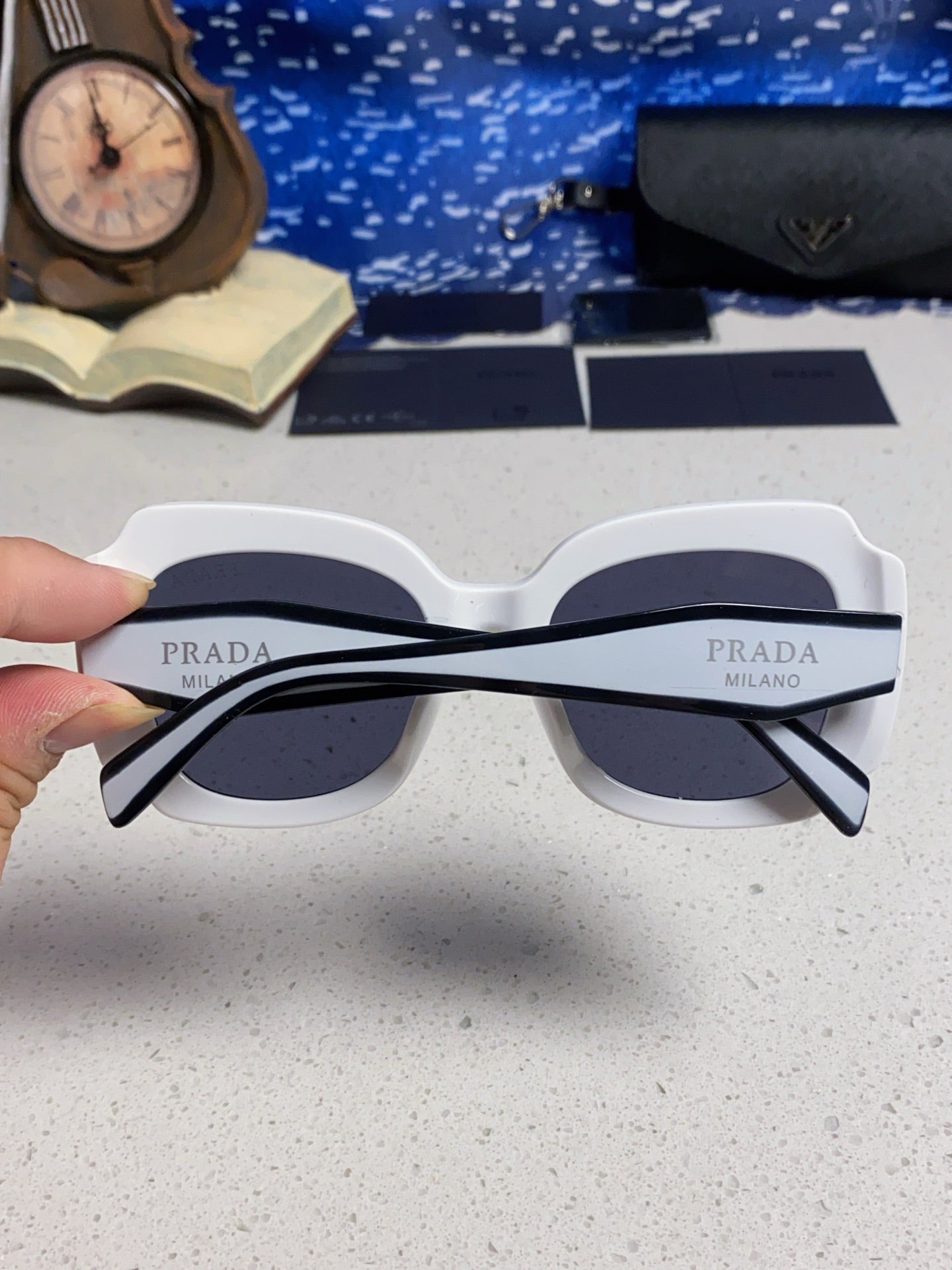 Prada 16YSF Acetate Fashion Blue Lens Sunglasses for Men & Women - 867155 - detail image 5