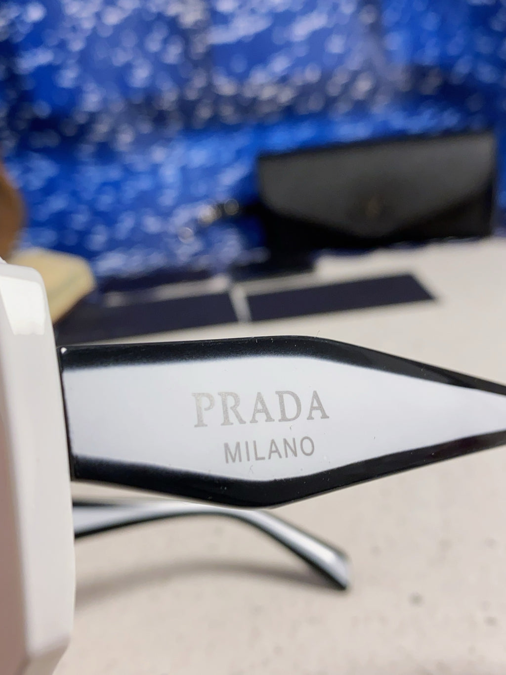 Prada 16YSF Acetate Fashion Blue Lens Sunglasses for Men & Women - 867155 - detail image 7