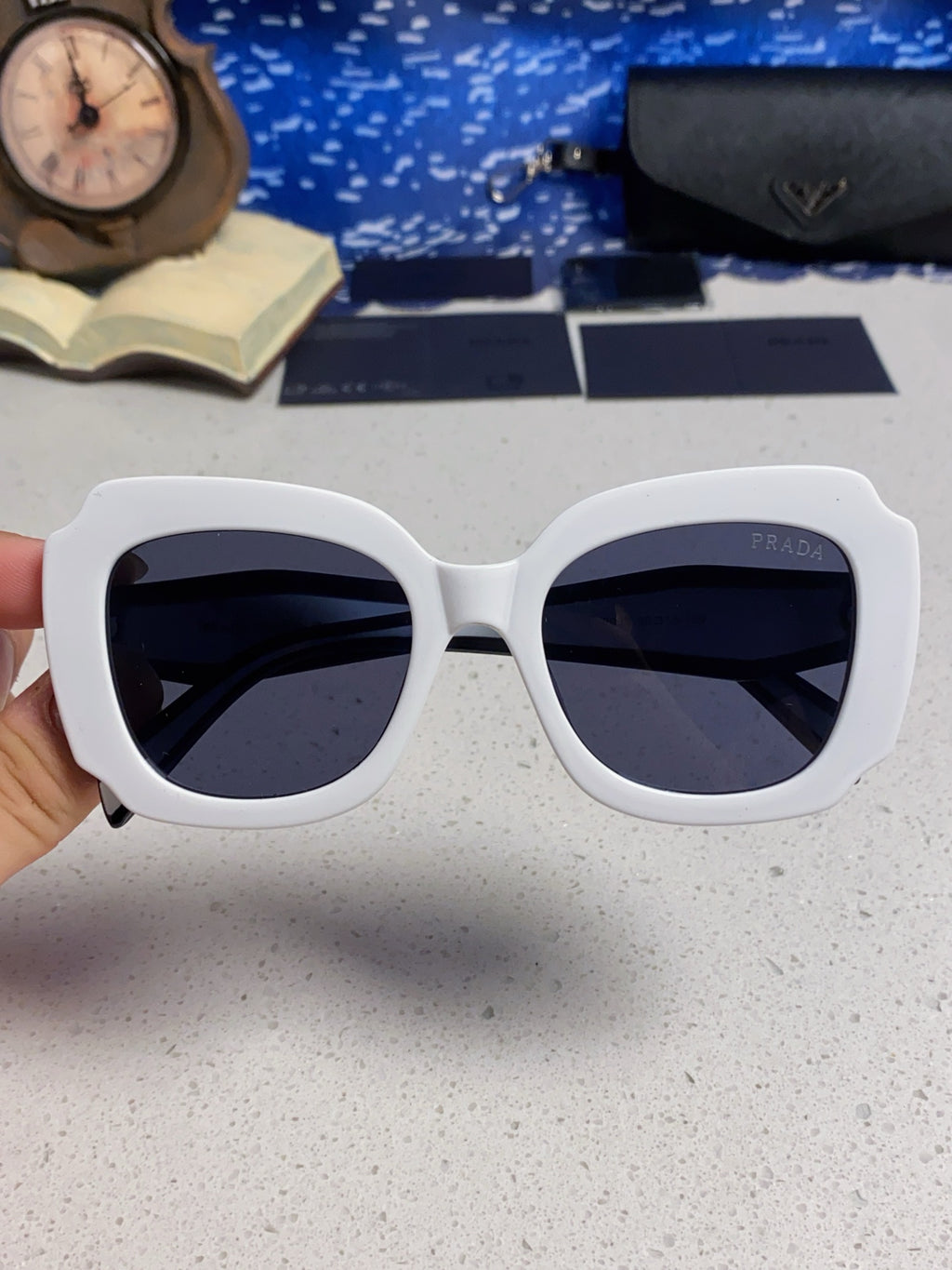 Prada 16YSF Acetate Fashion Blue Lens Sunglasses for Men & Women - 867155 - detail image 4