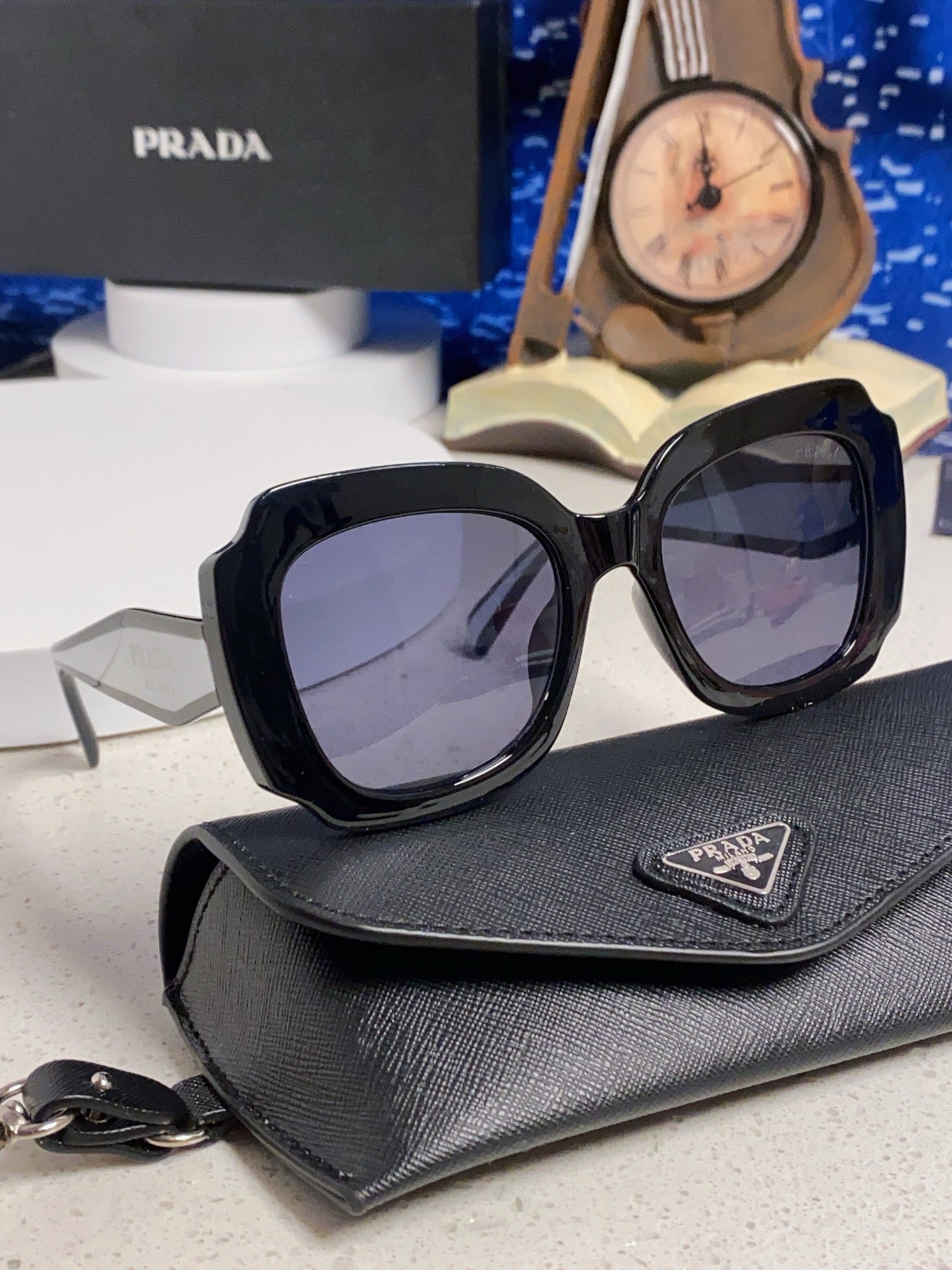 Prada 16YSF Acetate Fashion Black Lens Sunglasses for Men & Women - 867156 - detail image 10