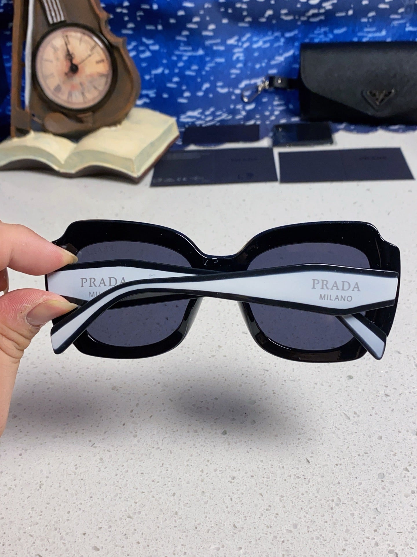 Prada 16YSF Acetate Fashion Black Lens Sunglasses for Men & Women - 867156 - detail image 5