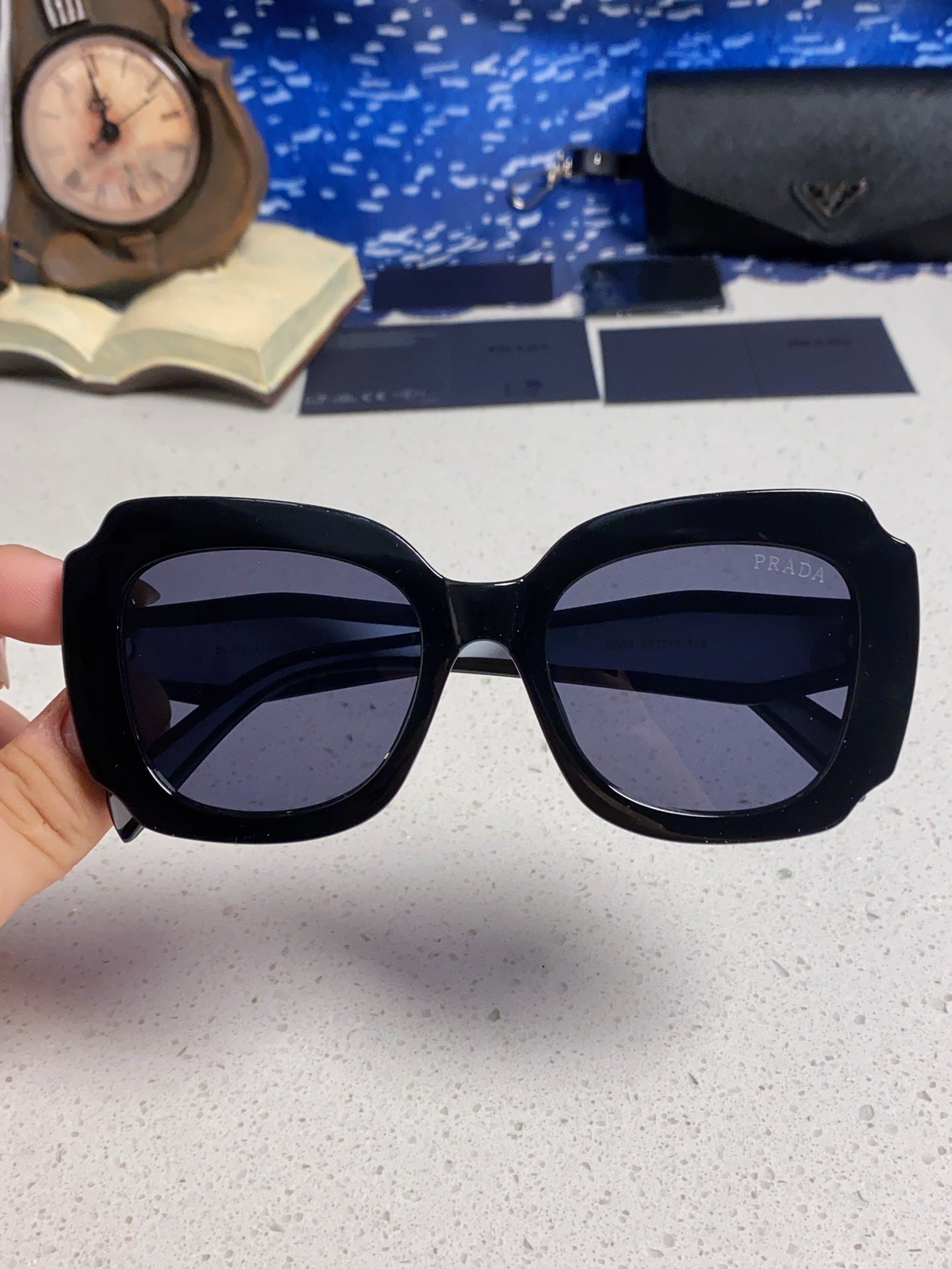 Prada 16YSF Acetate Fashion Black Lens Sunglasses for Men & Women - 867156 - detail image 4