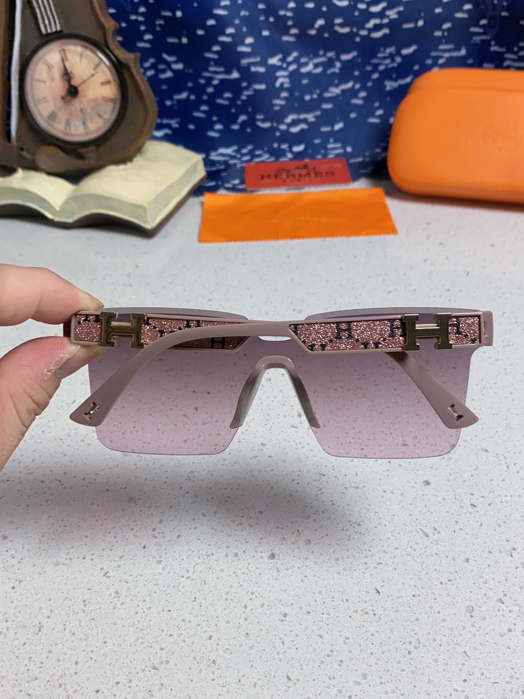 Hermès Lightweight Rimless Gold Lens Sunglasses for Women - 466411 - detail image 5