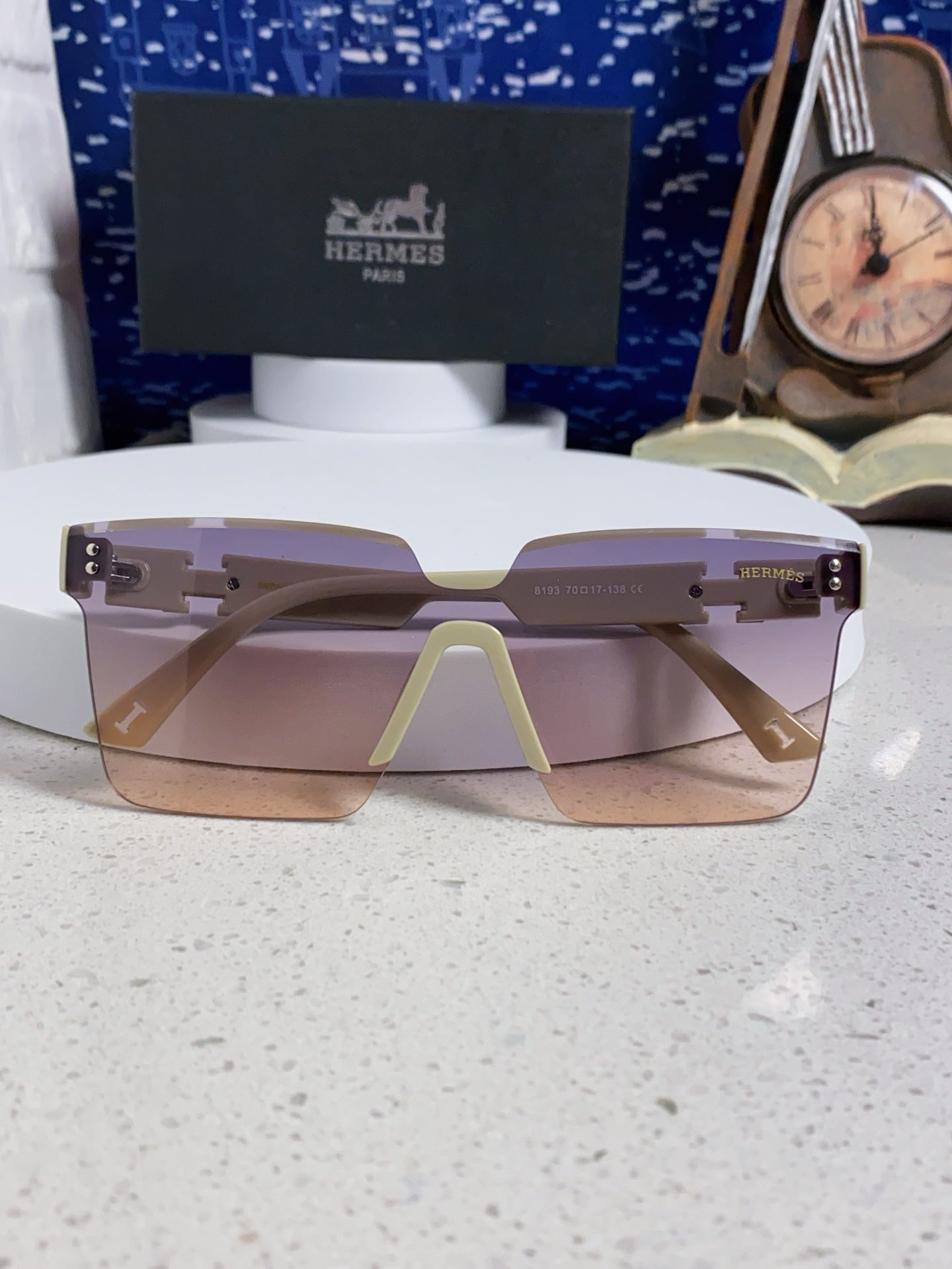 Hermès Lightweight Rimless Silver Lens Sunglasses for Women - detail image 8