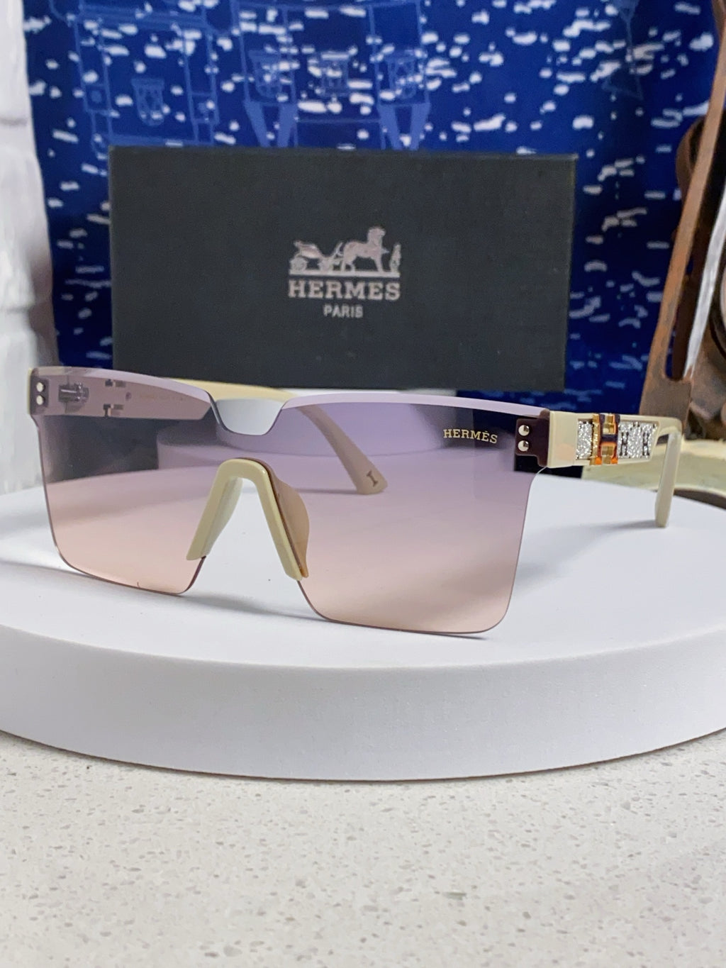 Hermès Lightweight Rimless Silver Lens Sunglasses for Women