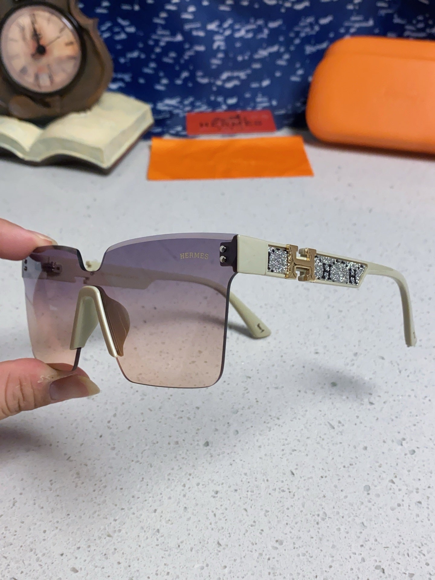 Hermès Lightweight Rimless Silver Lens Sunglasses for Women - detail image 5