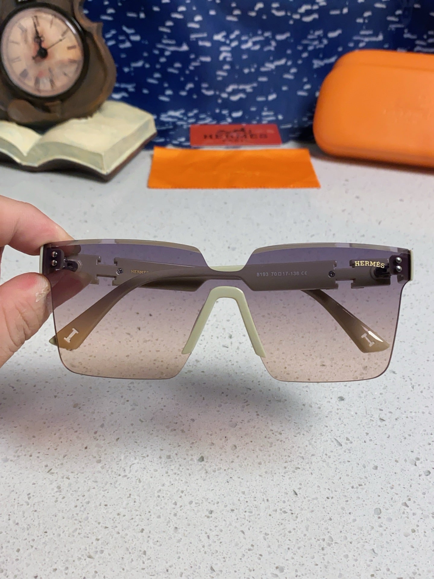 Hermès Lightweight Rimless Silver Lens Sunglasses for Women - detail image 4