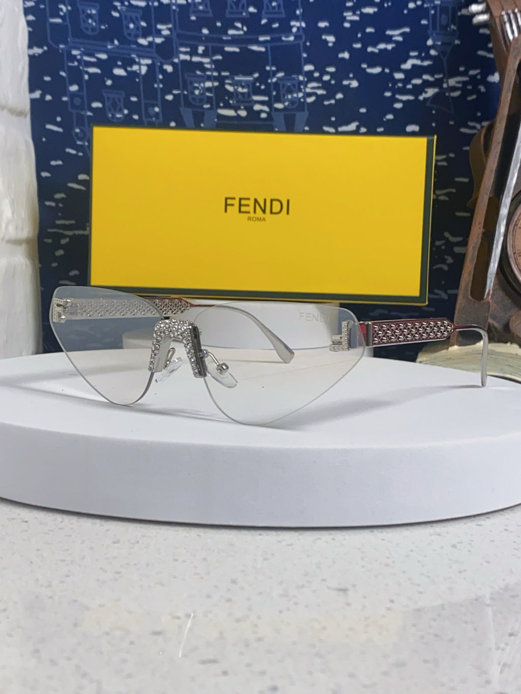 Fendi Lightweight Metal Rimless Red Lens Sunglasses for Women - 358741