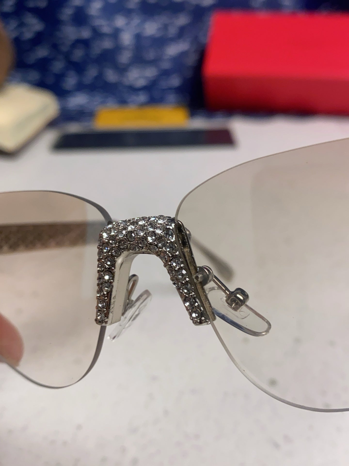 Fendi Lightweight Metal Rimless Red Lens Sunglasses for Women - 358741 - detail image 7