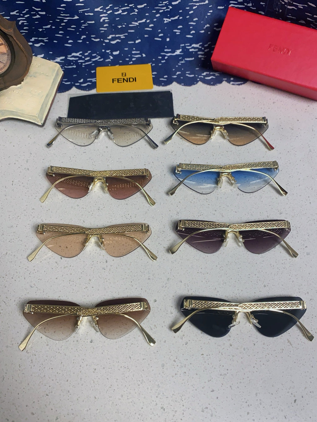 Fendi Lightweight Metal Rimless Brown Lens Sunglasses for Women - 432732 - detail image 11