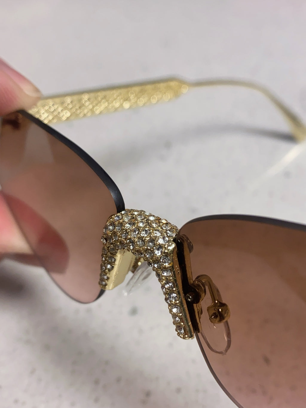 Fendi Lightweight Metal Rimless Brown Lens Sunglasses for Women - 487780 - detail image 7