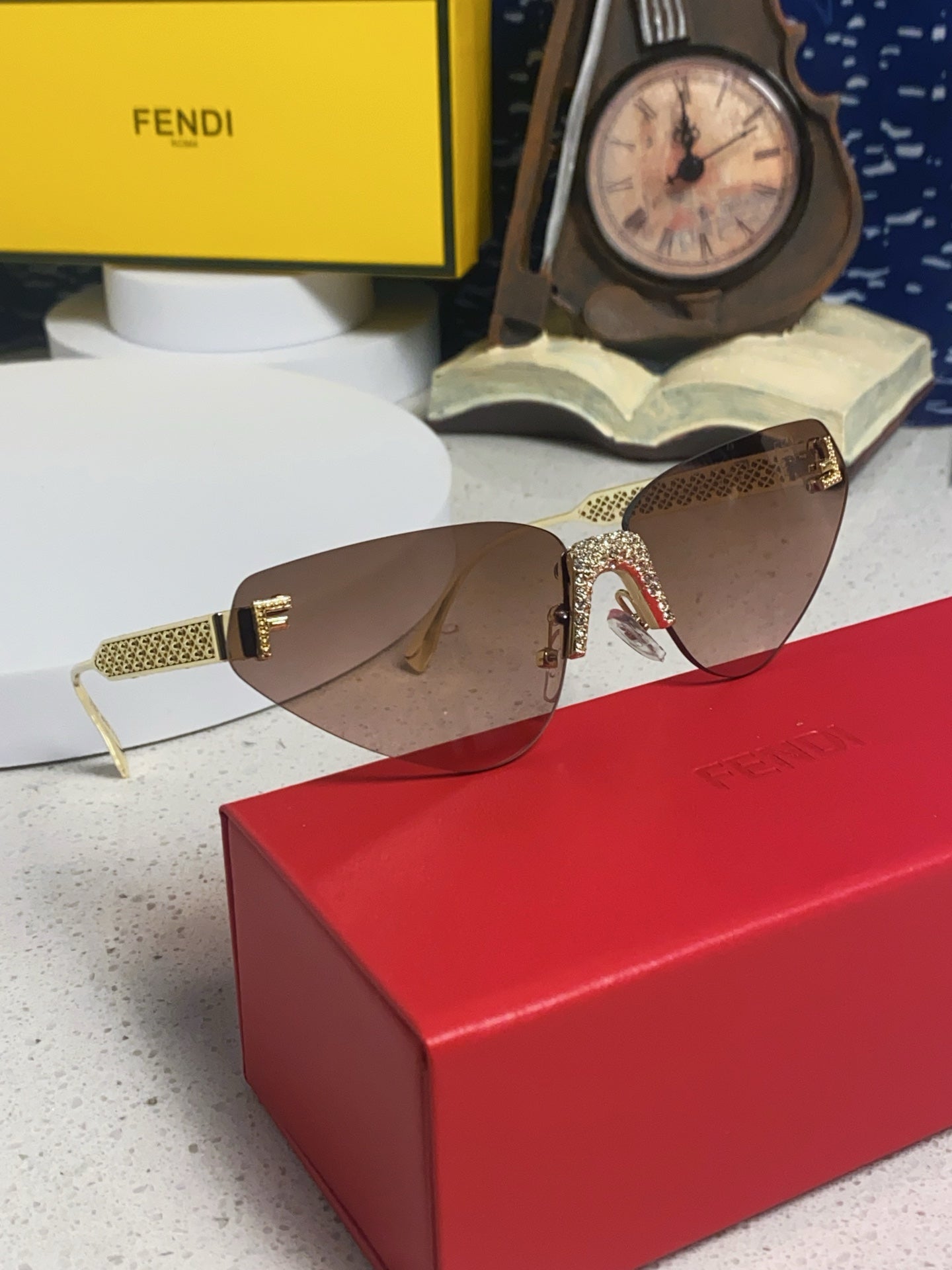 Fendi Lightweight Metal Rimless Brown Lens Sunglasses for Women - 487780 - detail image 11