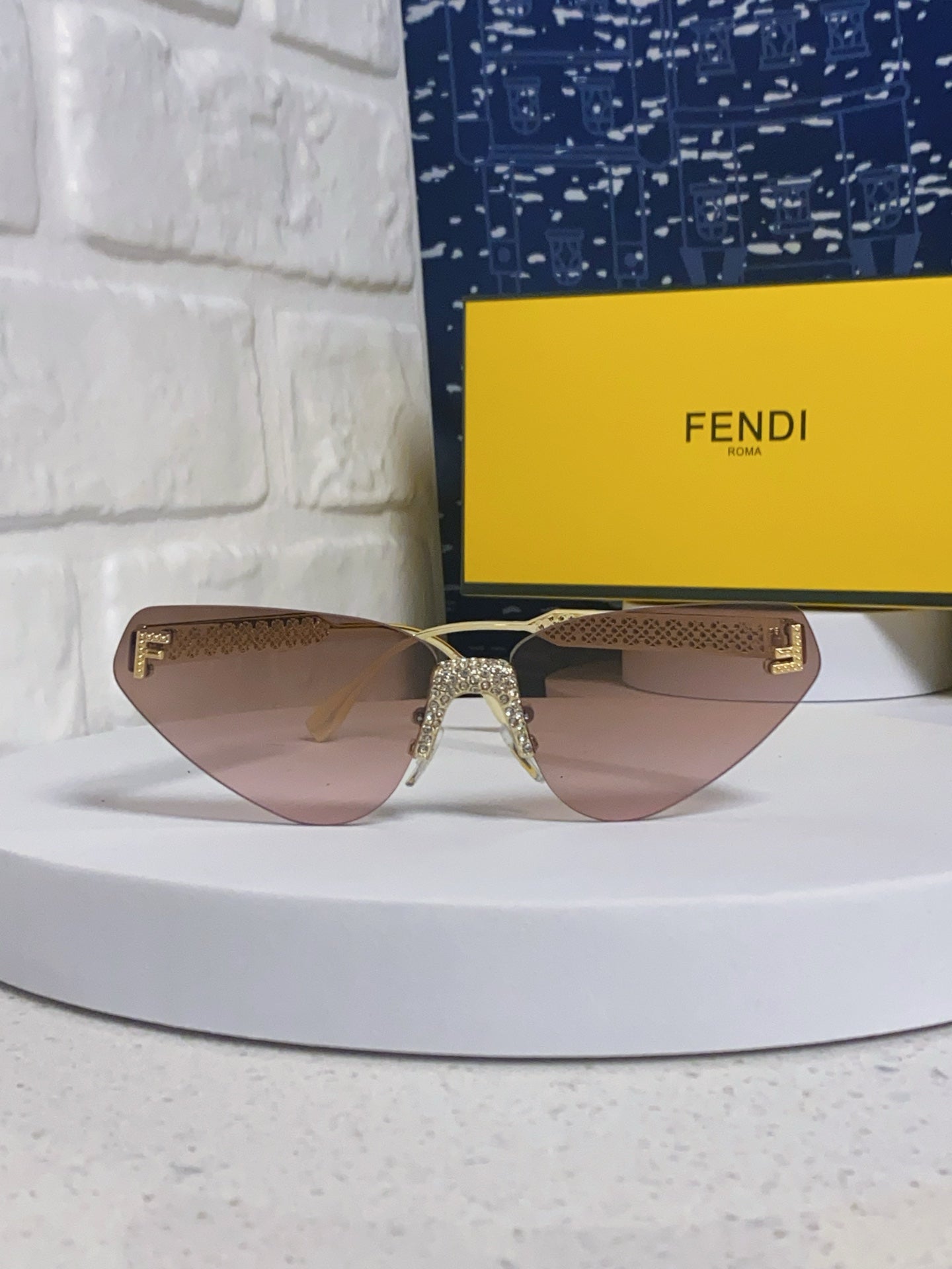 Fendi Lightweight Metal Rimless Brown Lens Sunglasses for Women - 487780 - detail image 2